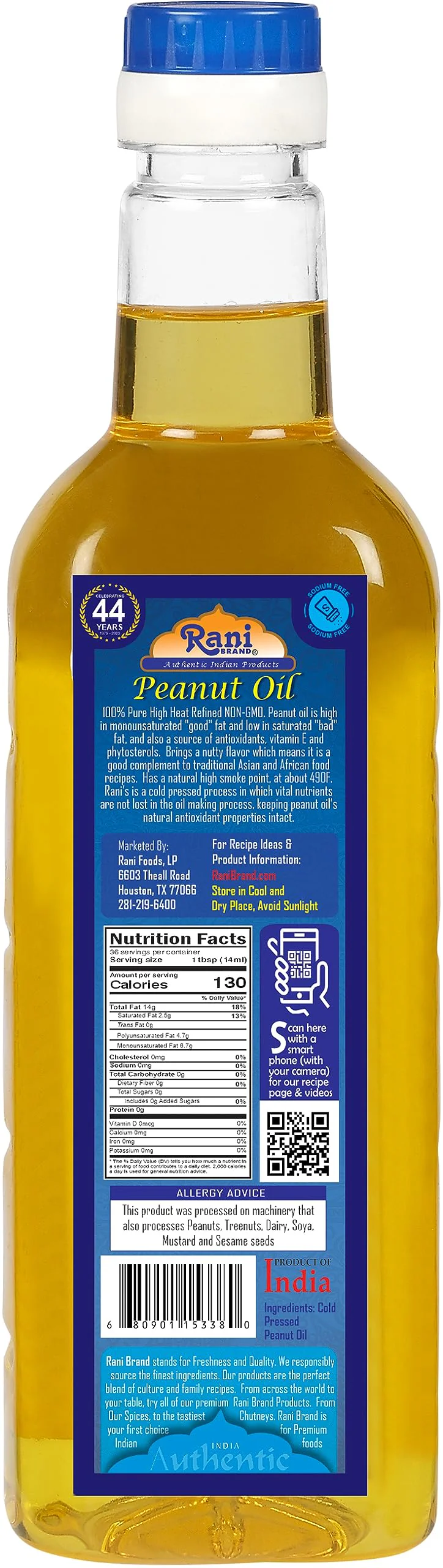 Rani Peanut Oil 16.9 Ounce (500ml) Cold Pressed | 100% Natural | NON-GMO | Kosher | Vegan | Gluten Free - Image 9