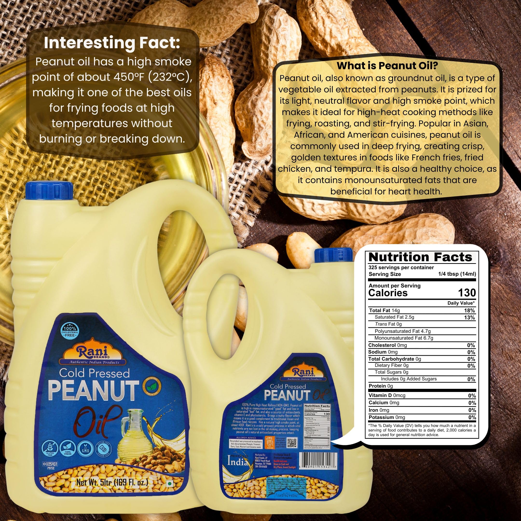 Rani Peanut Oil 169 Ounce (5 Liter) Cold Pressed | 100% Natural | NON-GMO | Kosher | Vegan | Gluten Free - Image 6