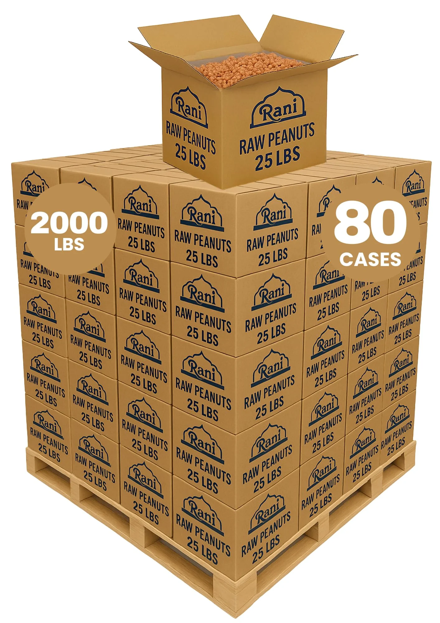 Rani Peanuts, Raw Whole With Skin (uncooked, unsalted) 25lbs (400oz) Bulk Box, 80 cases per Pallet ~ All Natural | Vegan | Gluten Friendly | Fresh Product of USA ~ Spanish Grade Groundnut/Red-skin - Image 6