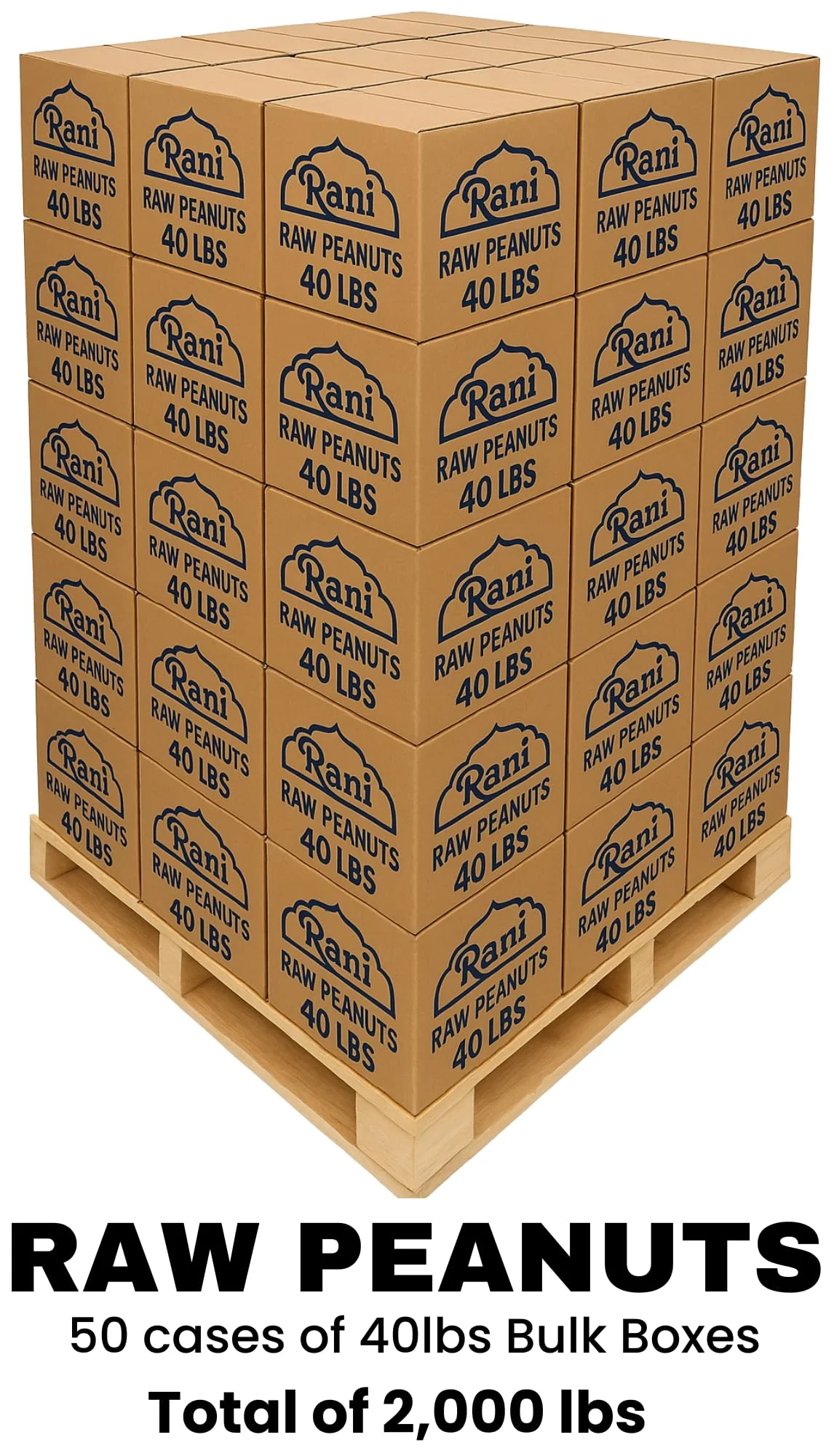 Rani Peanuts, Raw Whole With Skin (uncooked, unsalted) 40lbs (600oz) Bulk Box, 50 cases per Pallet ~ All Natural | Vegan | Gluten Friendly | Fresh Product of USA ~ Spanish Grade Groundnut/Red-skin - Image 5
