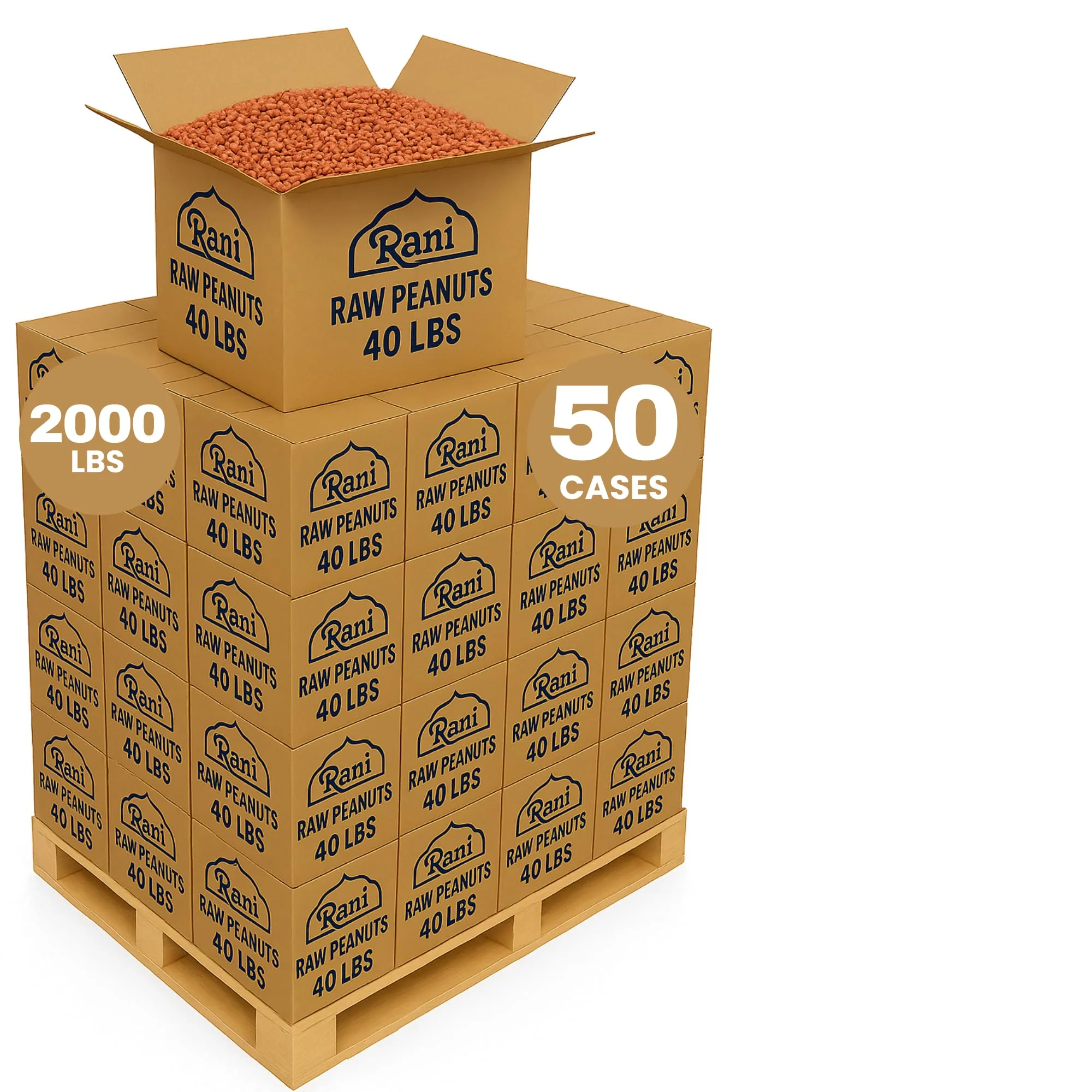 Rani Peanuts, Raw Whole With Skin (uncooked, unsalted) 40lbs (600oz) Bulk Box, 50 cases per Pallet ~ All Natural | Vegan | Gluten Friendly | Fresh Product of USA ~ Spanish Grade Groundnut/Red-skin - Image 6