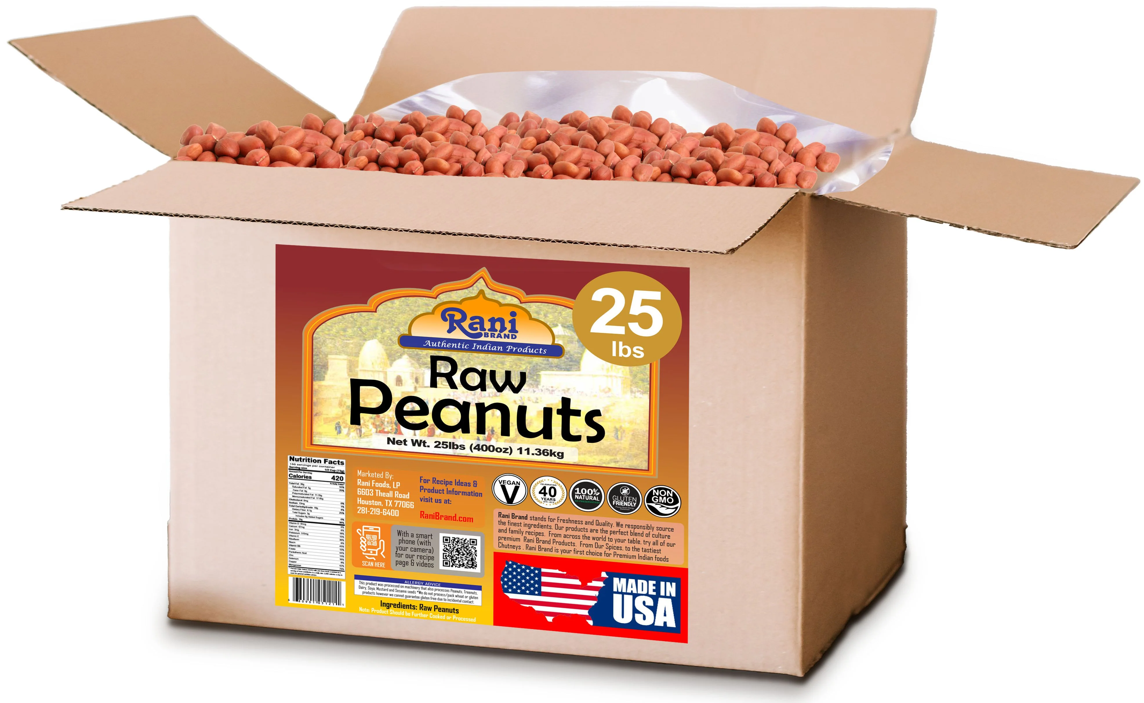 Rani Peanuts, Raw Whole With Skin (uncooked, unsalted) 25lbs (400oz) 11.36g Bulk Box ~ All Natural | Vegan | Gluten Friendly | Fresh Product of USA - Image 6
