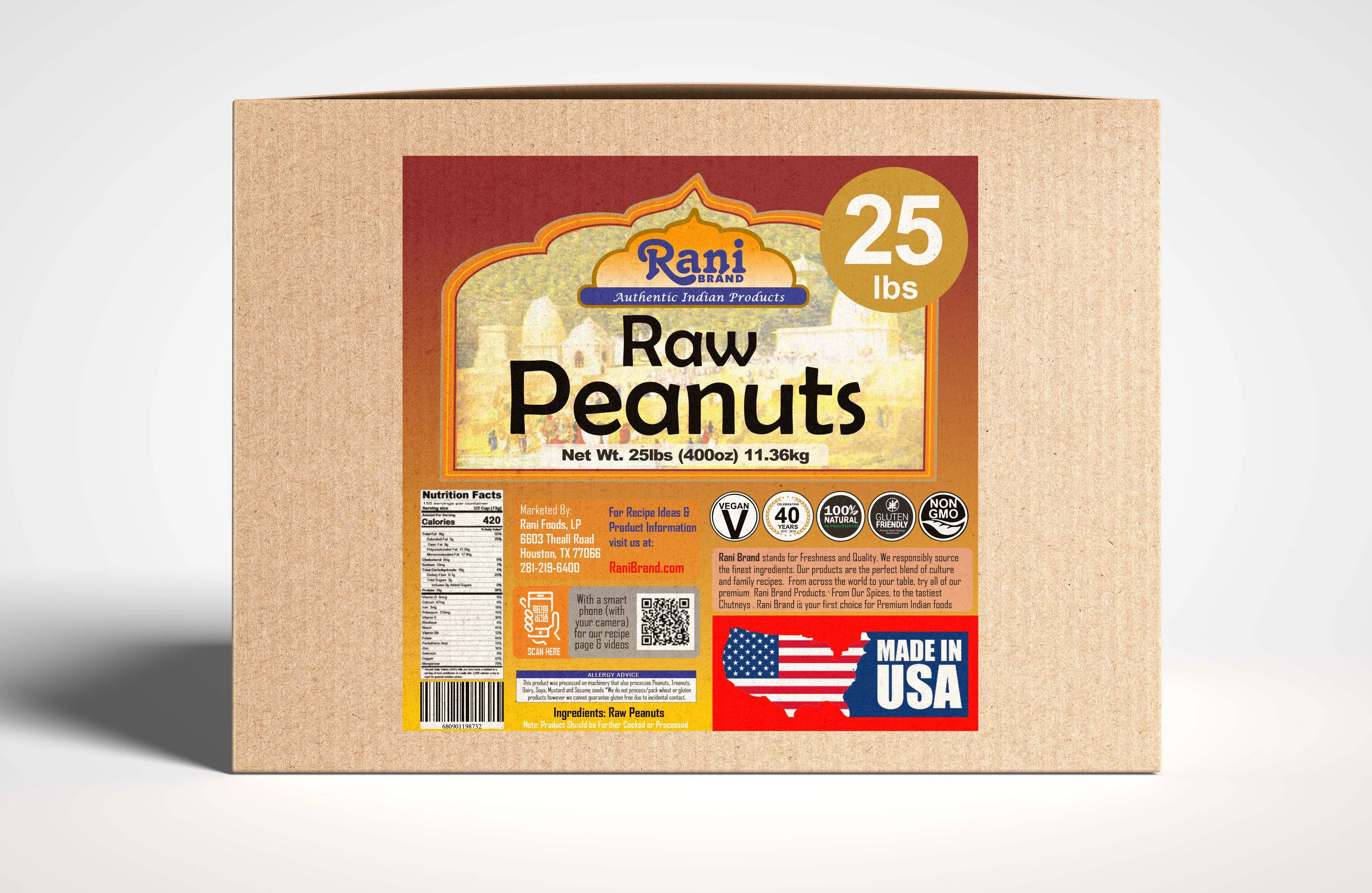 Rani Peanuts, Raw Whole With Skin (uncooked, unsalted) 25lbs (400oz) 11.36g Bulk Box ~ All Natural | Vegan | Gluten Friendly | Fresh Product of USA - Image 8