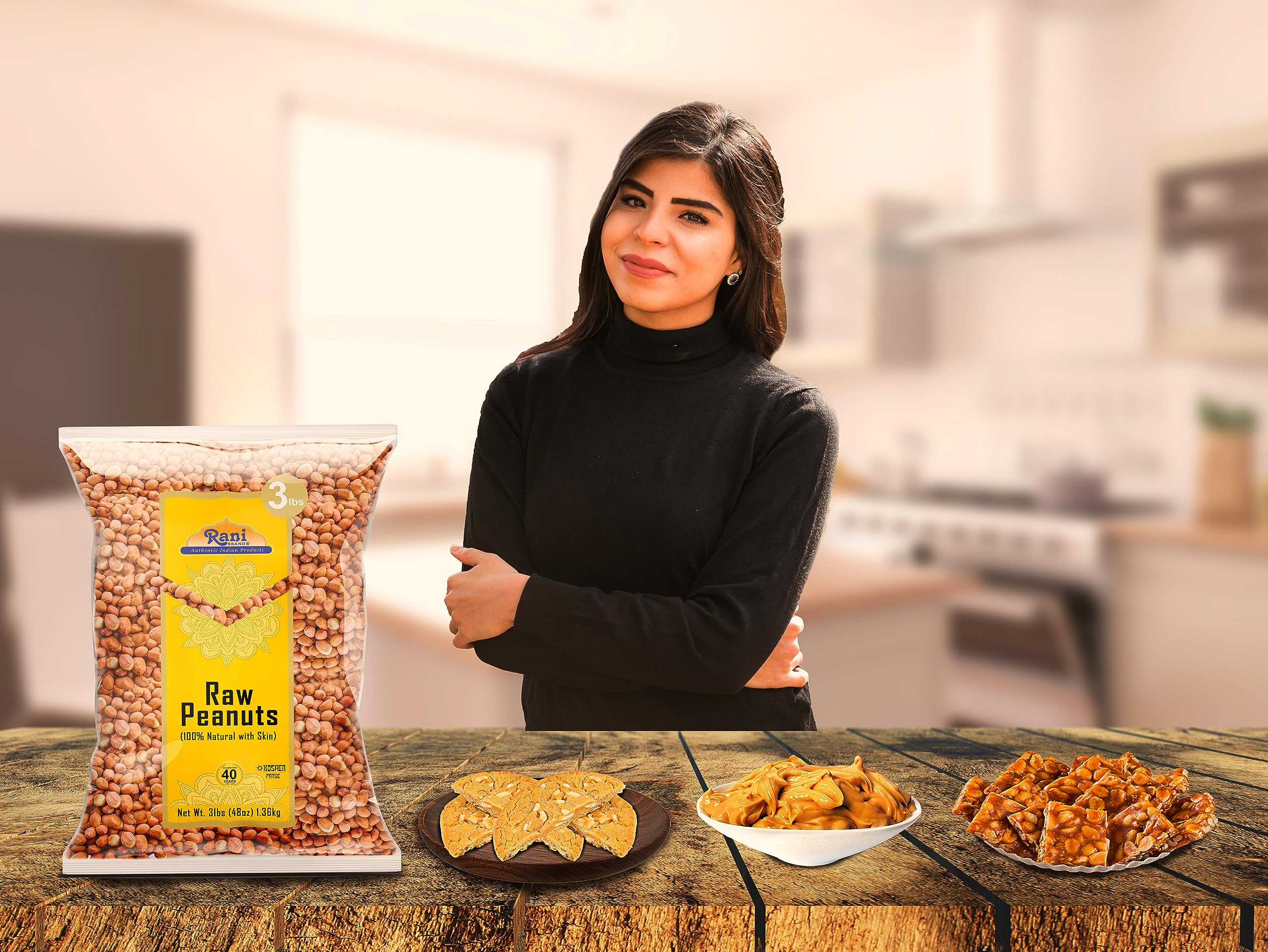 Rani Peanuts, Raw Whole With Skin (uncooked, unsalted) 48oz (3lbs) 1.36kg Bulk ~ All Natural | Vegan | Gluten Friendly | Kosher | Fresh Product of USA ~ Spanish Grade Groundnut / Red-skin - Image 5