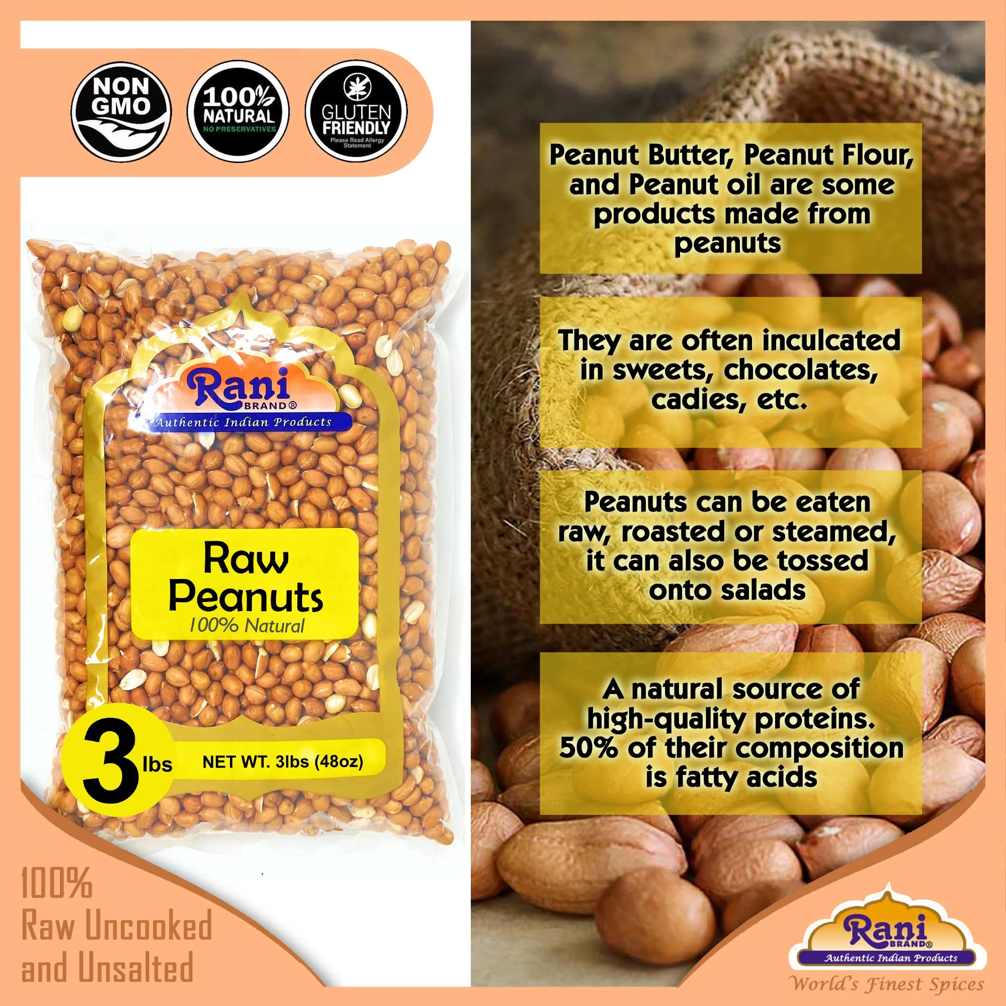 Rani Peanuts, Raw Whole With Skin (uncooked, unsalted) ~ All Natural | Fresh Product of USA ~ Spanish Grade Groundnut / Redskin {9 Sizes Available} - Image 33
