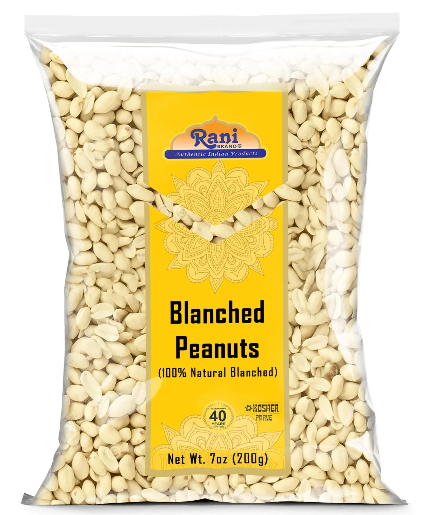 Rani Peanuts Skinless (Blanched, Uncooked) 7oz (200g) ~ All Natural | Vegan | Gluten Friendly | Kosher | Fresh Product of USA ~ Spanish Grade Groundnuts