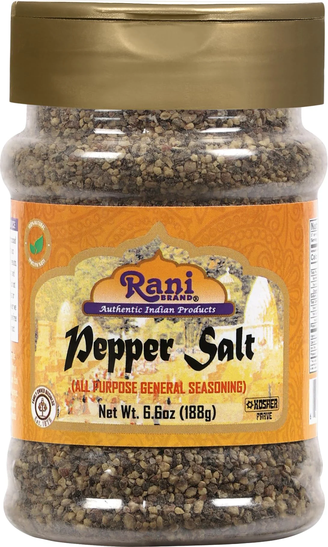 Rani Pepper Salt Seasoning (All Purpose General Seasoning) 6.6oz (187g) PET Jar ~ All Natural | Gluten Friendly | Non-GMO | Kosher | Product of India