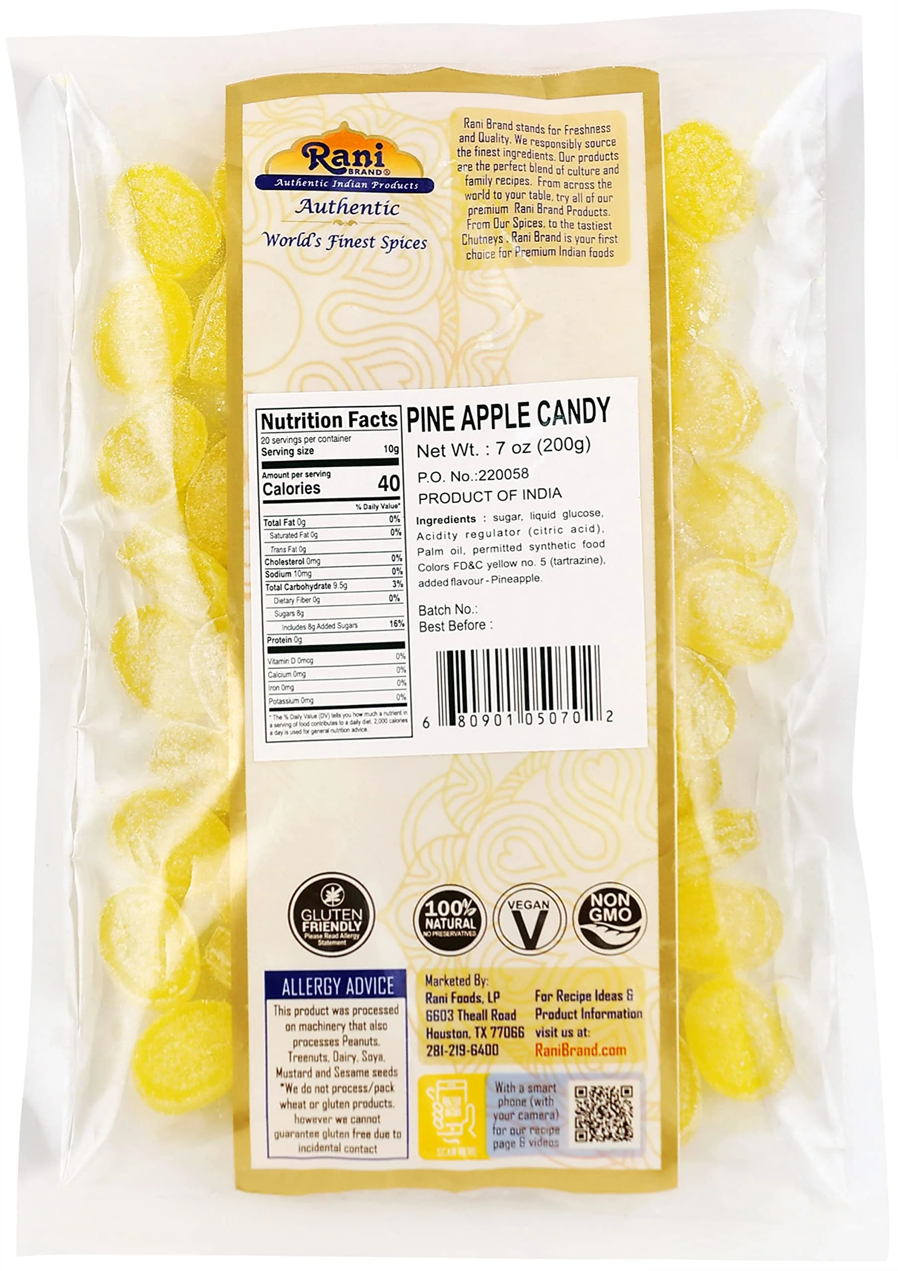Rani Pine Apple Candy 7oz (200g) ~ Indian Tasty Treats | Vegan | Gluten Friendly | NON-GMO | Indian Origin - Image 3
