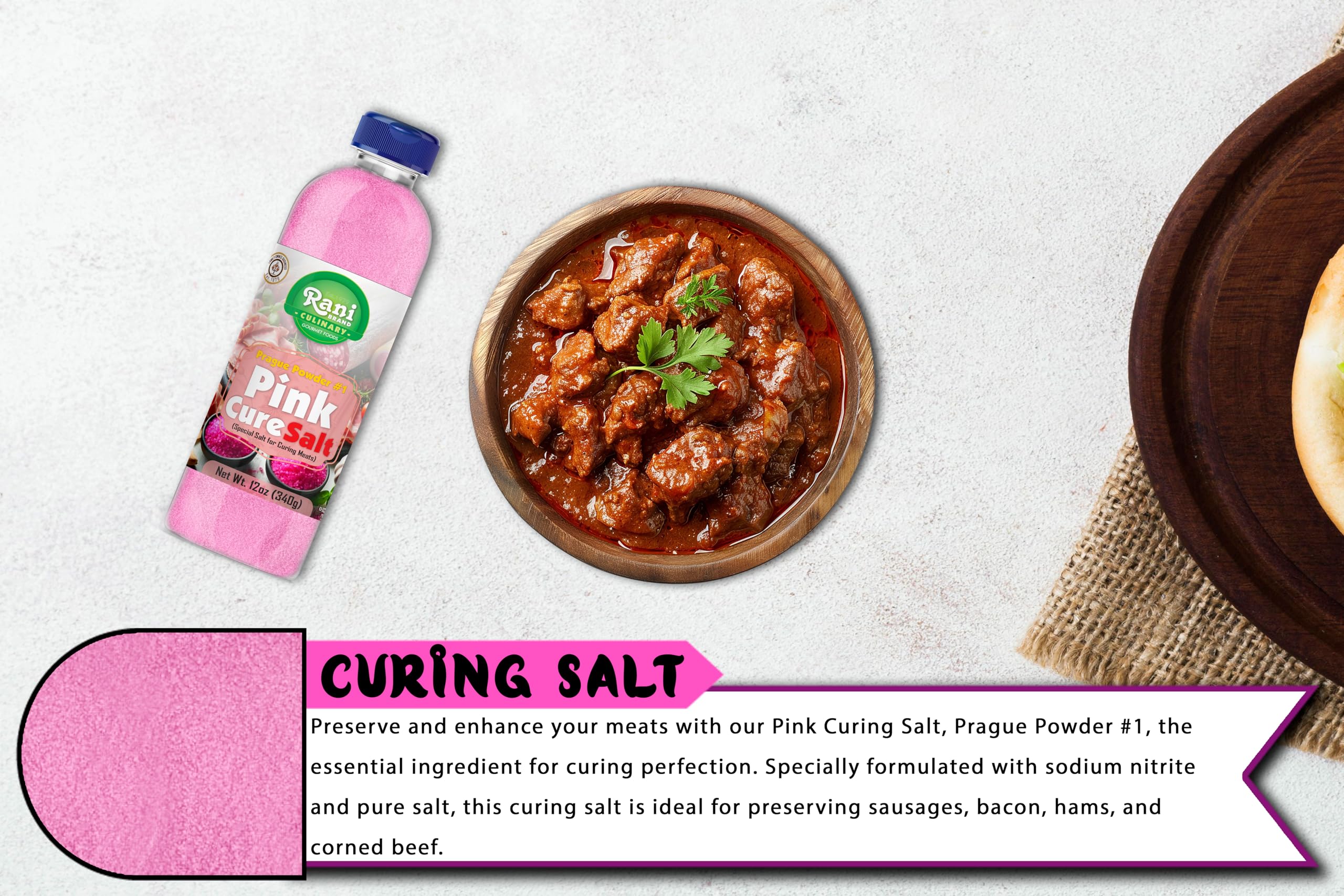 Rani Pink Cure Salt (Special Salt for Curing Meats) 12oz (340g) PET Jar ~ All Natural | Gluten Friendly | NON-GMO | Kosher | Vegan | Product of USA - Image 6