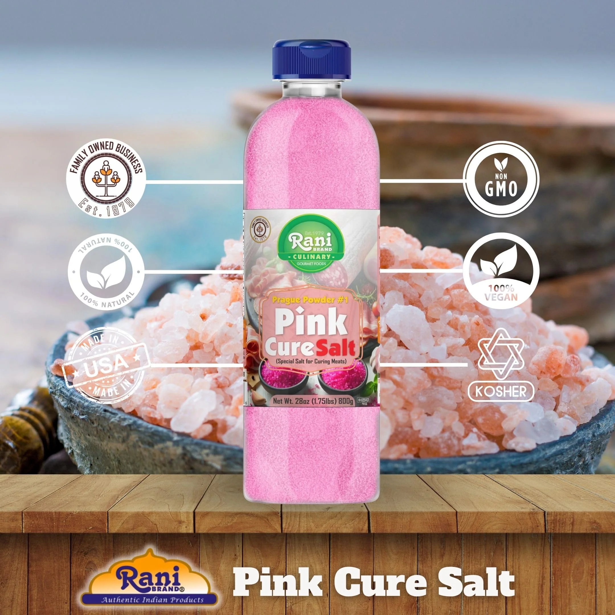 Rani Pink Cure Salt (Special Salt for Curing Meats) 28oz (1.75lbs) 800g PET Jar ~ All Natural | Gluten Friendly | NON-GMO | Kosher | Vegan | Product of USA - Image 4