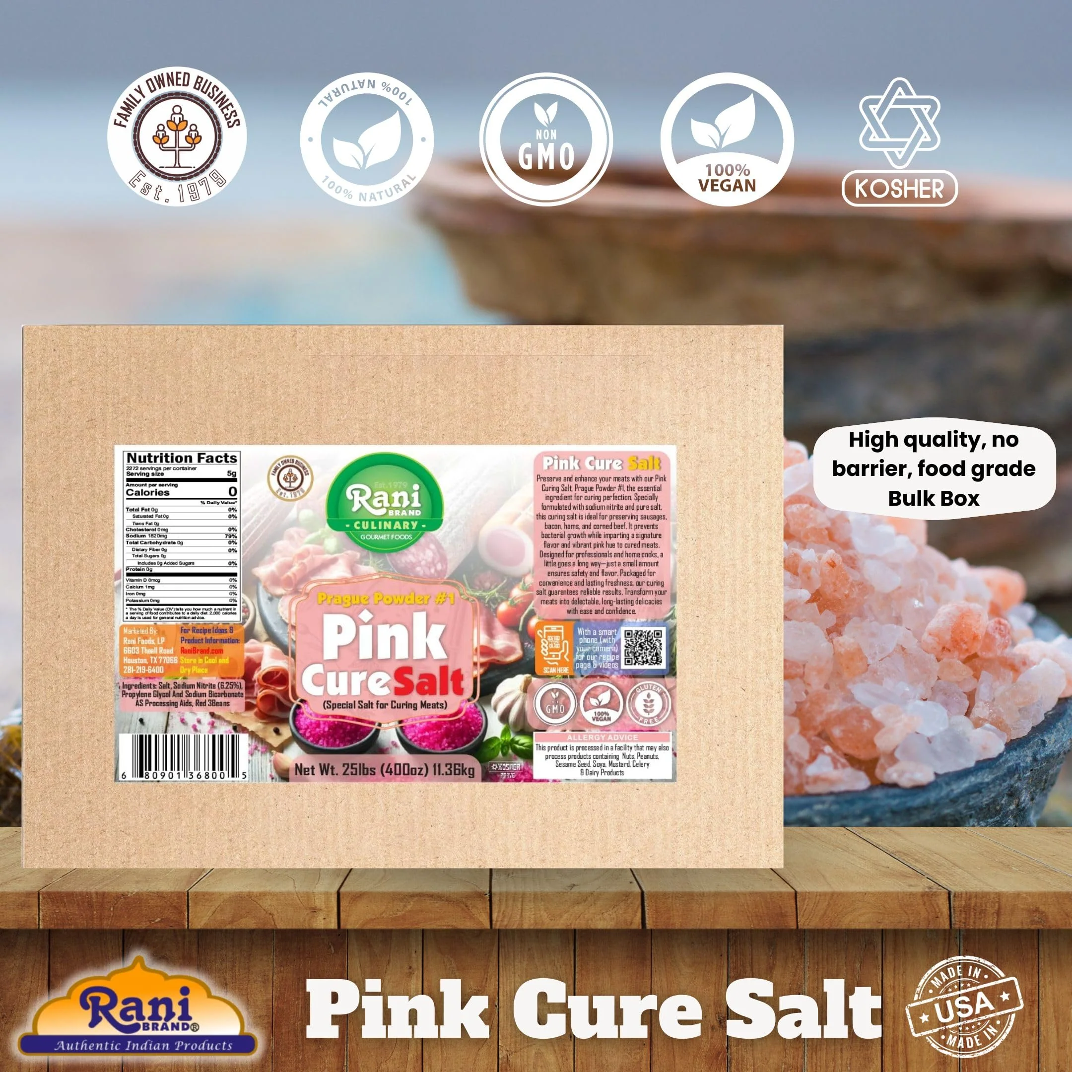 Rani Pink Cure Salt (Special Salt for Curing Meats) 400oz (25lbs) 11.36kg Bulk Box ~ All Natural | Gluten Friendly | NON-GMO | Kosher | Vegan | Product of USA - Image 4