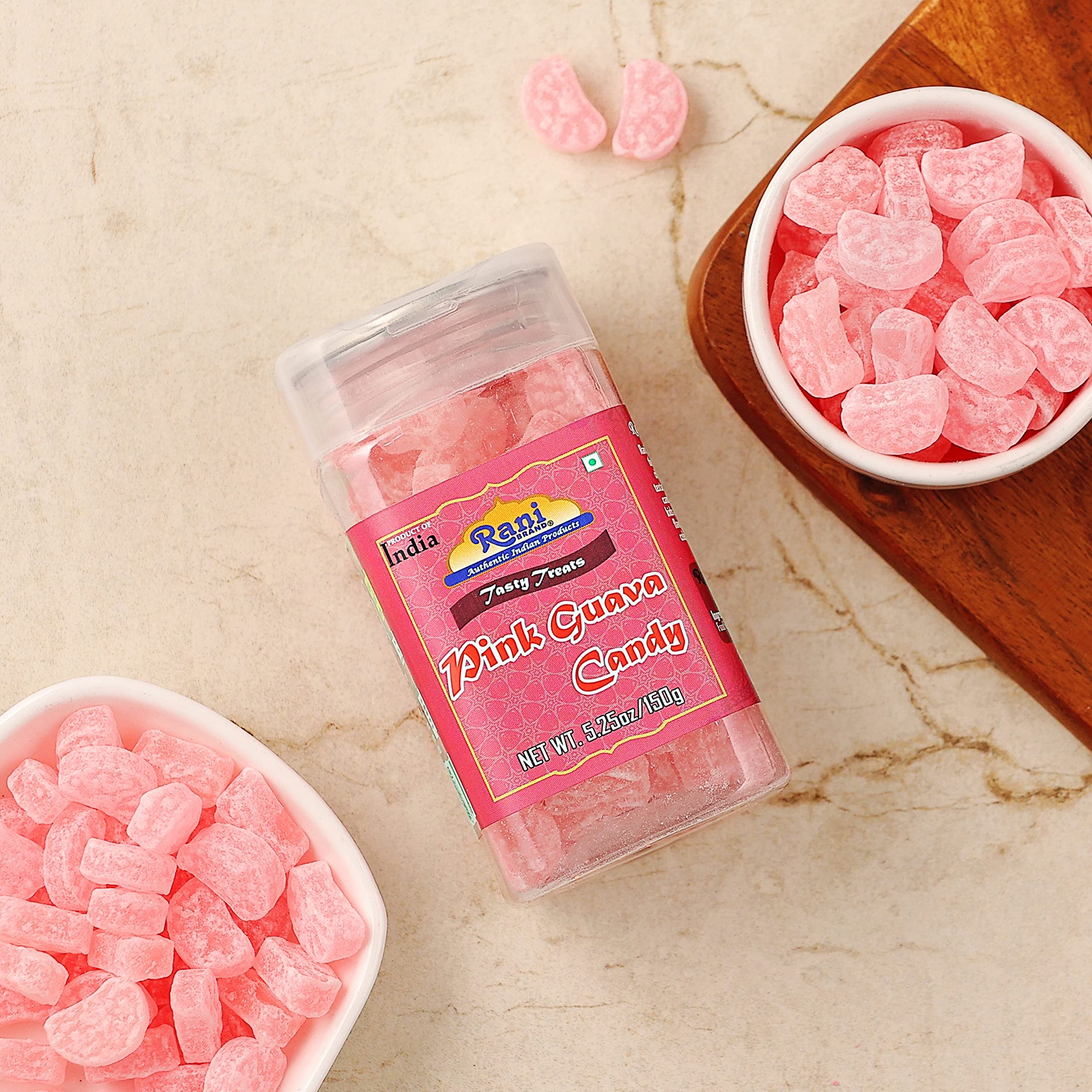 Rani Pink Guava Candy 5.25oz (150g) Vacuum Sealed, Easy Open Top, Resealable Container ~ Indian Tasty Treats | Vegan | Gluten Friendly | NON-GMO | Indian Origin - Image 2