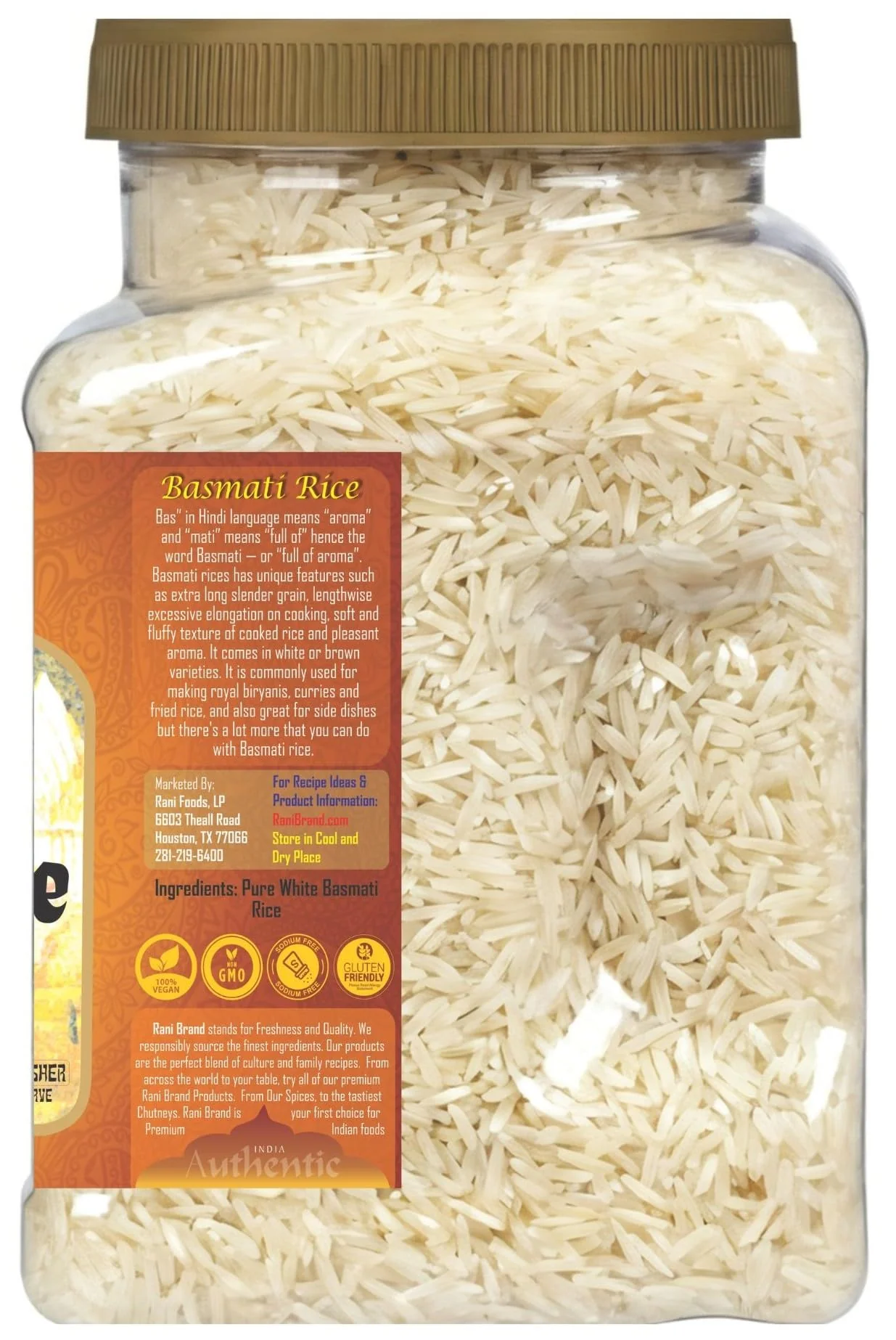 Rani Platinum White Basmati Rice Extra Long Aged, 48oz (3lbs) 1.36kg PET Jar ~ All Natural | Vegan | Kosher | Gluten Friendly | Indian Origin - Image 7