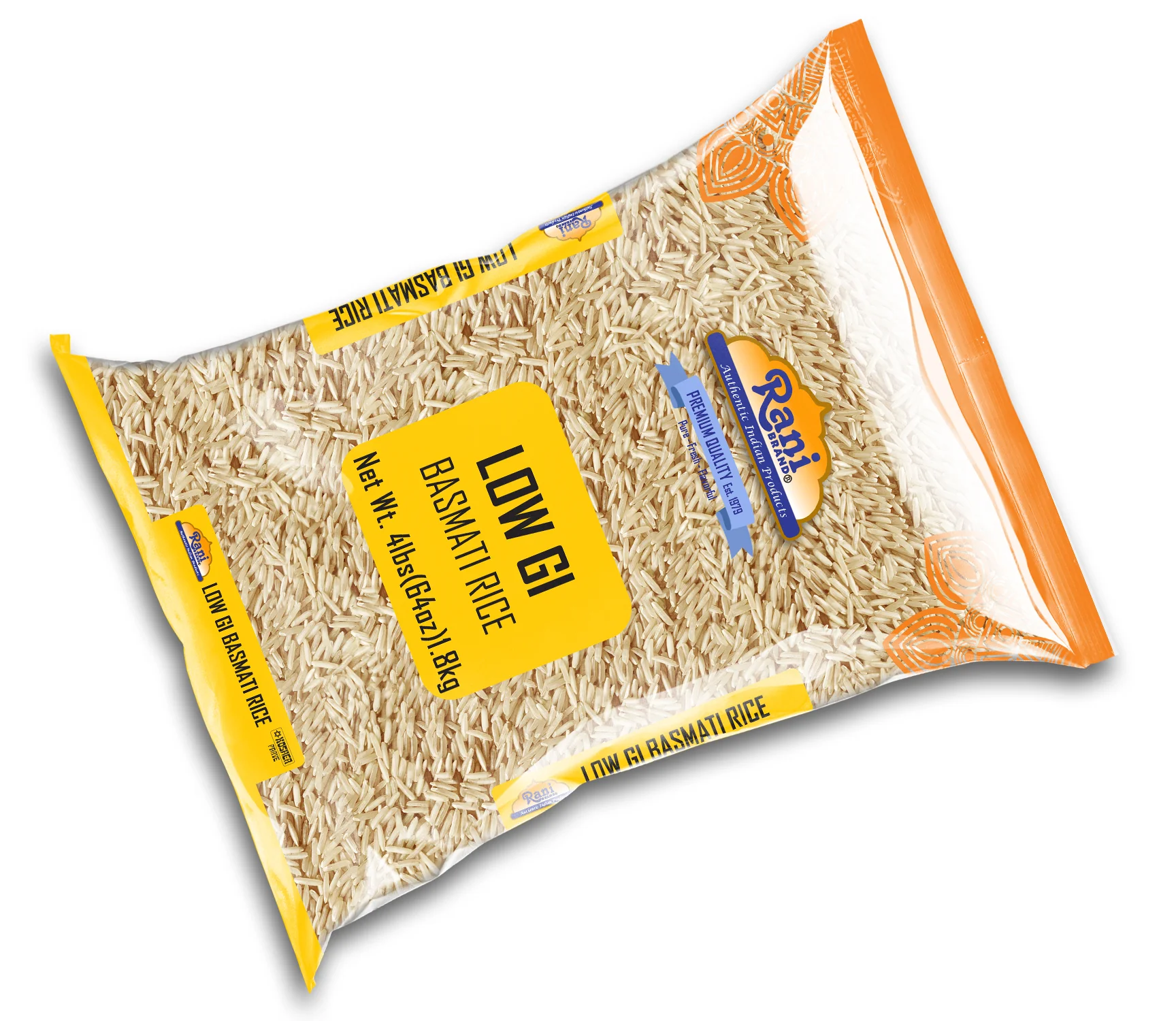 Rani White Basmati Rice Low GI (Glycemic Index) Extra Long Aged, Ideal for Diabetics, 4lbs (64oz) 1.81kg Cloth Bag ~ All Natural | Gluten Free | Vegan | Indian Origin | Export Quality - Image 4