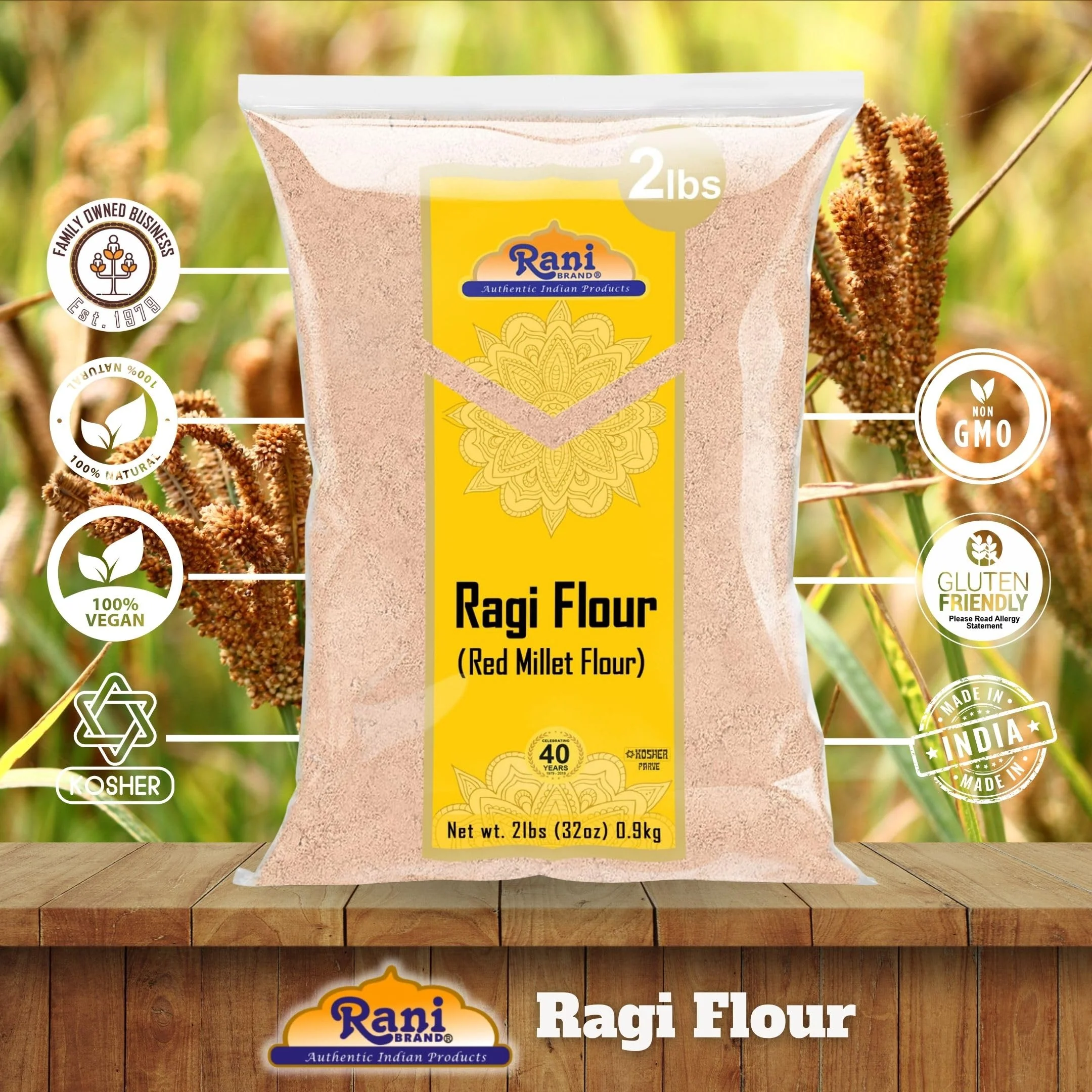 Rani Raggi Flour (Finger Millet) 2lbs (32oz) Bulk ~ All Natural | Vegan | Gluten Friendly | NON-GMO | Kosher | Indian Origin - Image 4