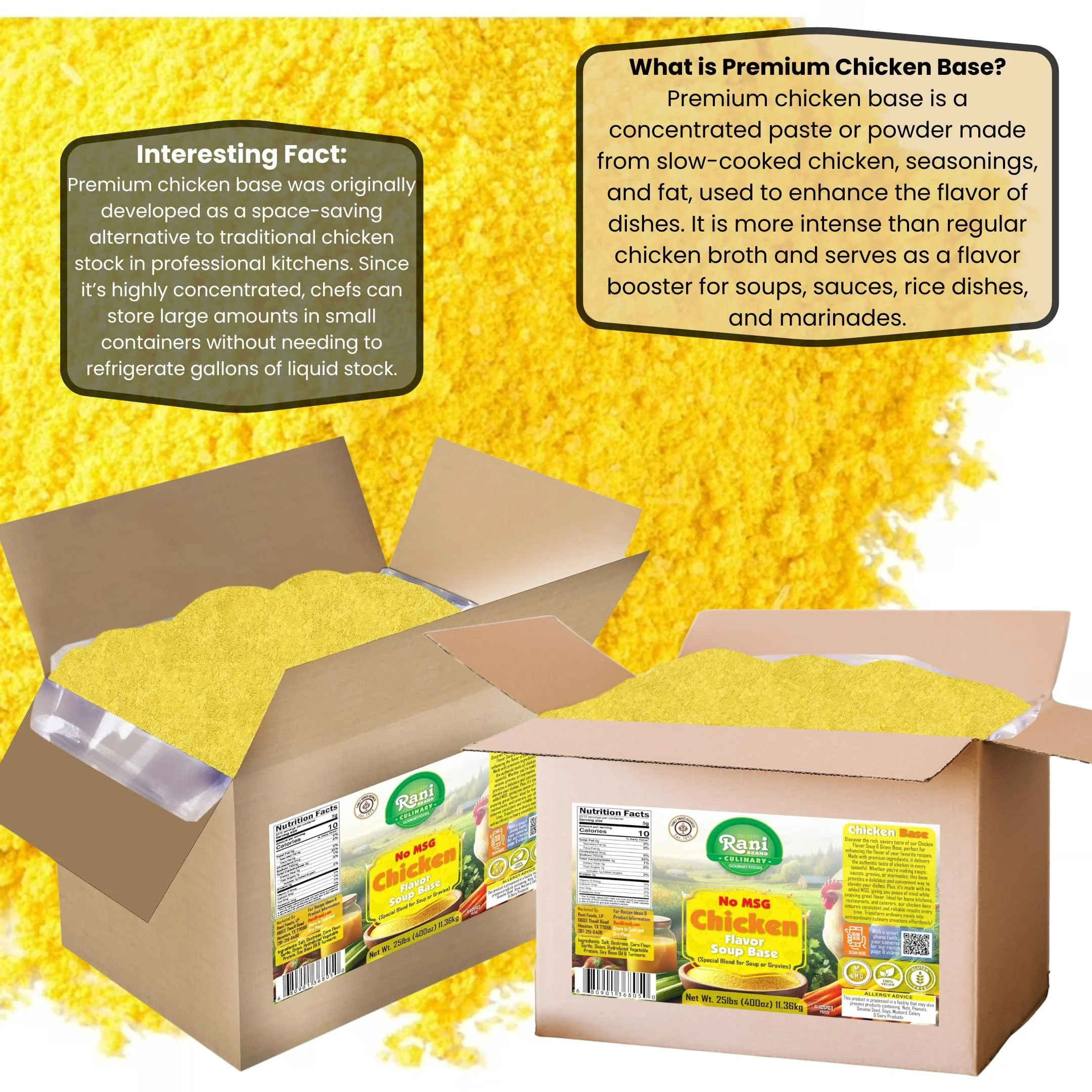 Rani Premium Chicken Base (Special Blend for Soup or Gravies) 400oz (25lbs) 11.36kg Bulk Box ~ All Natural | Gluten Friendly | NON-GMO | Kosher | Vegan | Product of USA - Image 3