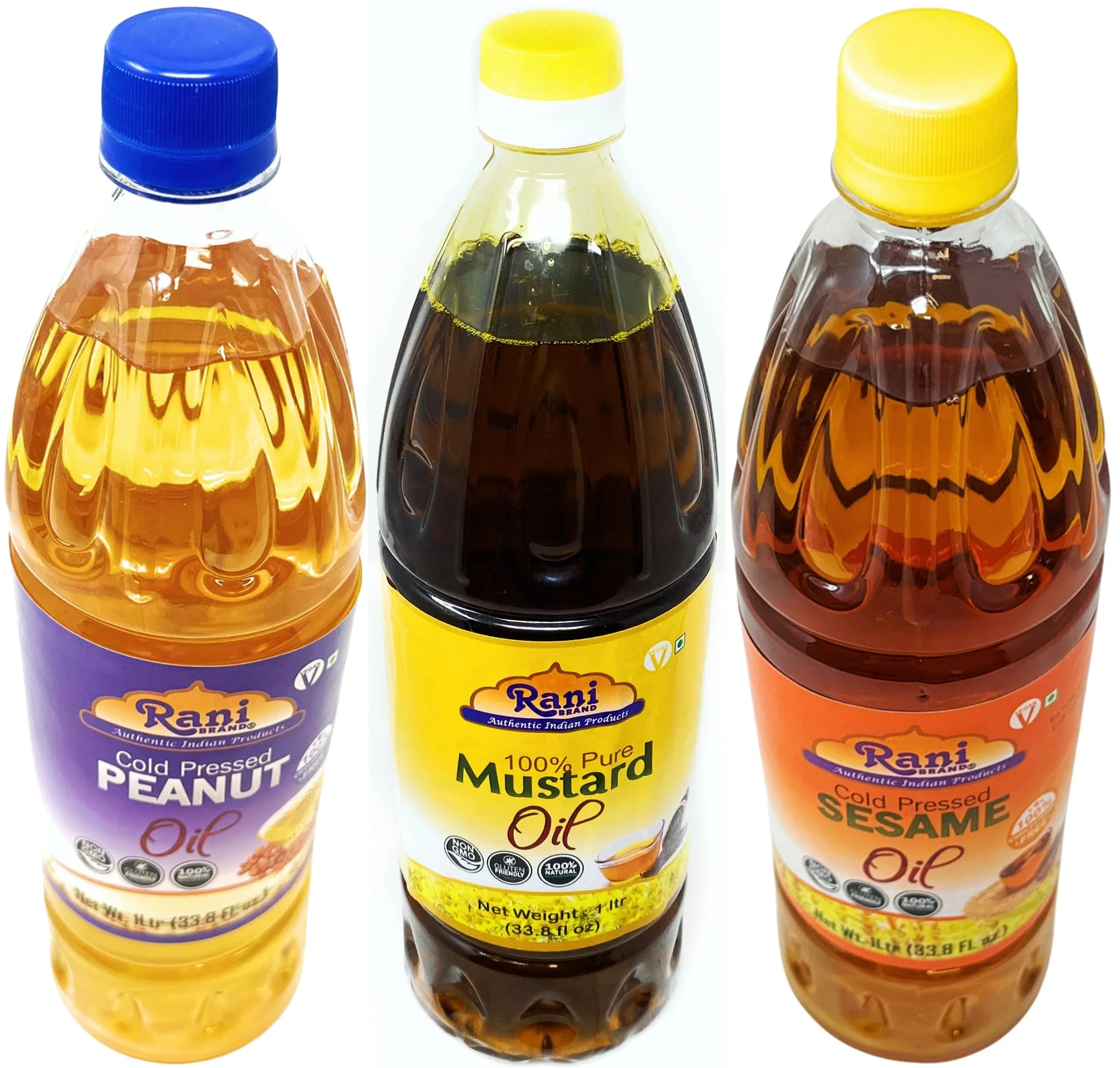 Rani Premium Oils Combo Set of 3 - Peanut Oil, Mustard Oil, Sesame Oil 33.8 Ounce (1 Liter) ~ Cold Pressed | 100% Natural | NON-GMO | Vegan - Image 4
