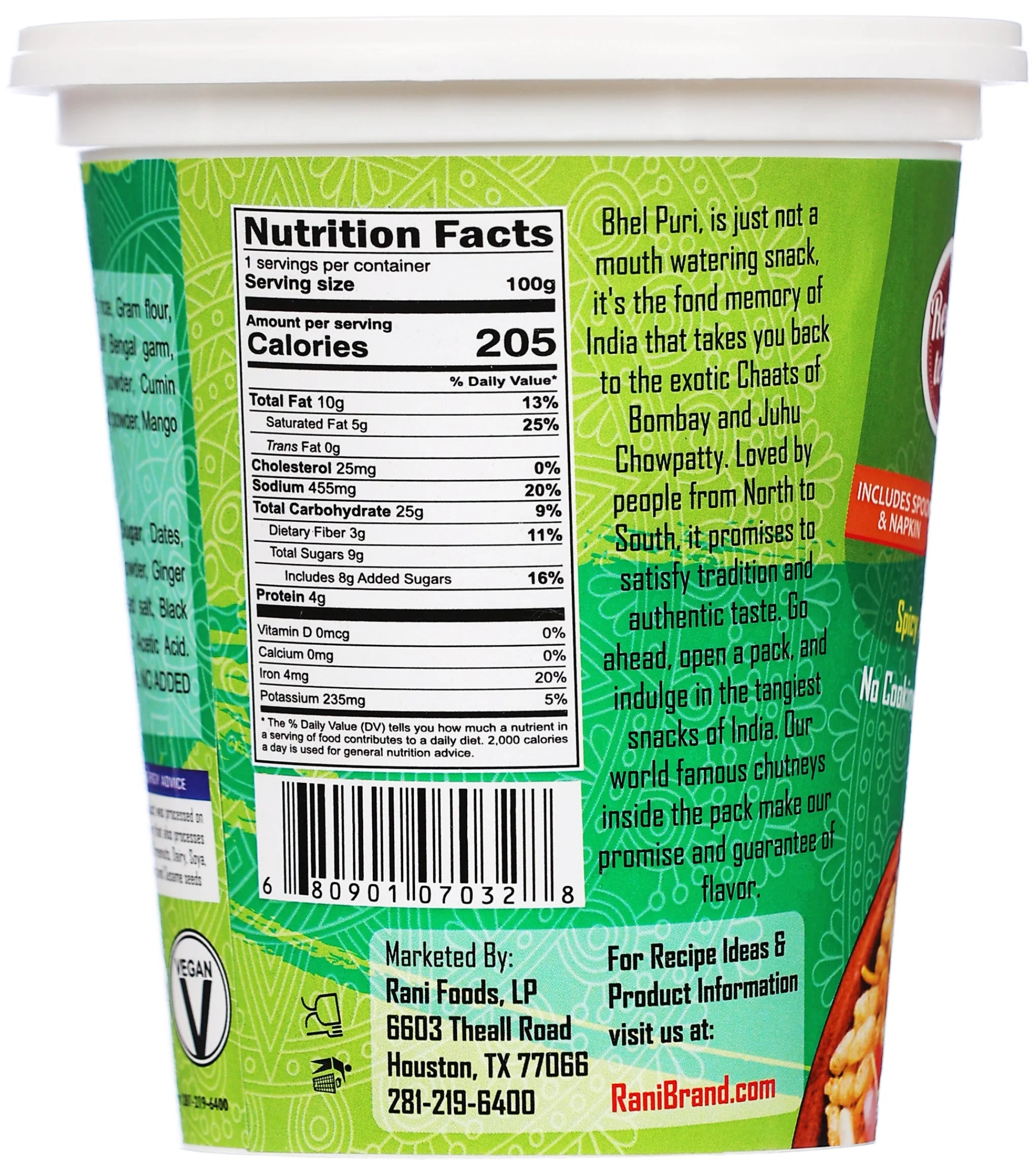 Rani Pudina Bhel Puri Cup (Spicy & Crunchy Indian Snack w/ mouth watering Indian Chutneys) 3.5oz (100g), Pack of 6+1 FREE ~ Ready to Eat | Vegan | NON-GMO | Indian Origin - Image 5