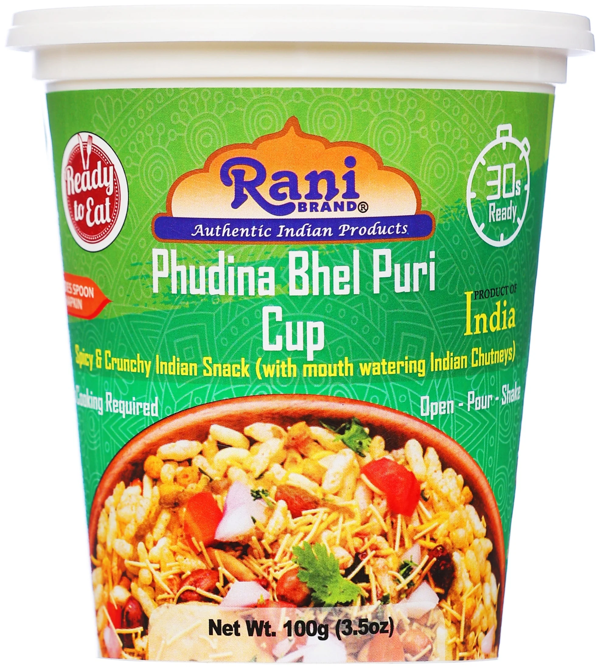 Rani Pudina Bhel Puri Cup (Spicy & Crunchy Indian Snack w/ mouth watering Indian Chutneys) 3.5oz (100g), Pack of 6+1 FREE ~ Ready to Eat | Vegan | NON-GMO | Indian Origin - Image 6