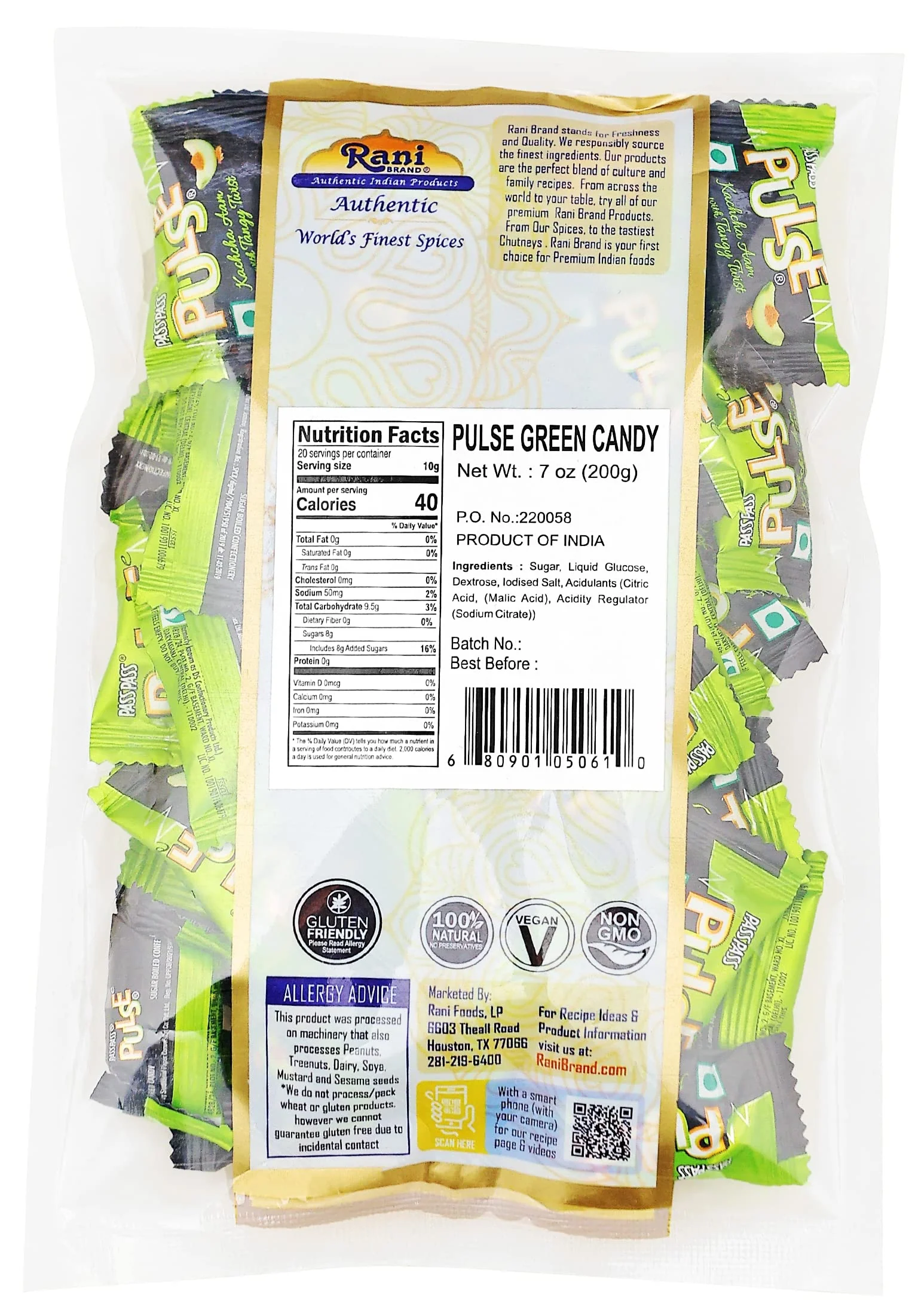 Rani Pulse Green Candy 7oz (200g) Individually Wrapped ~ Indian Tasty Treats | Vegan | Gluten Friendly | NON-GMO | Indian Origin - Image 3