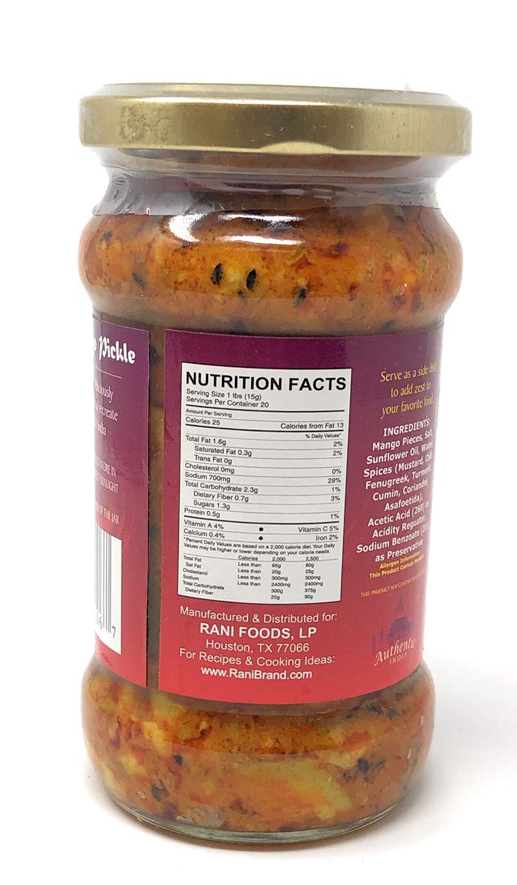 Rani Punjabi Mango Pickle Mild (Achar, Indian Relish) 10.5oz (300g) Glass Jar ~ Vegan | Gluten Free | NON-GMO | Kosher | No Colors | Popular Indian Condiment, Indian Origin - Image 2