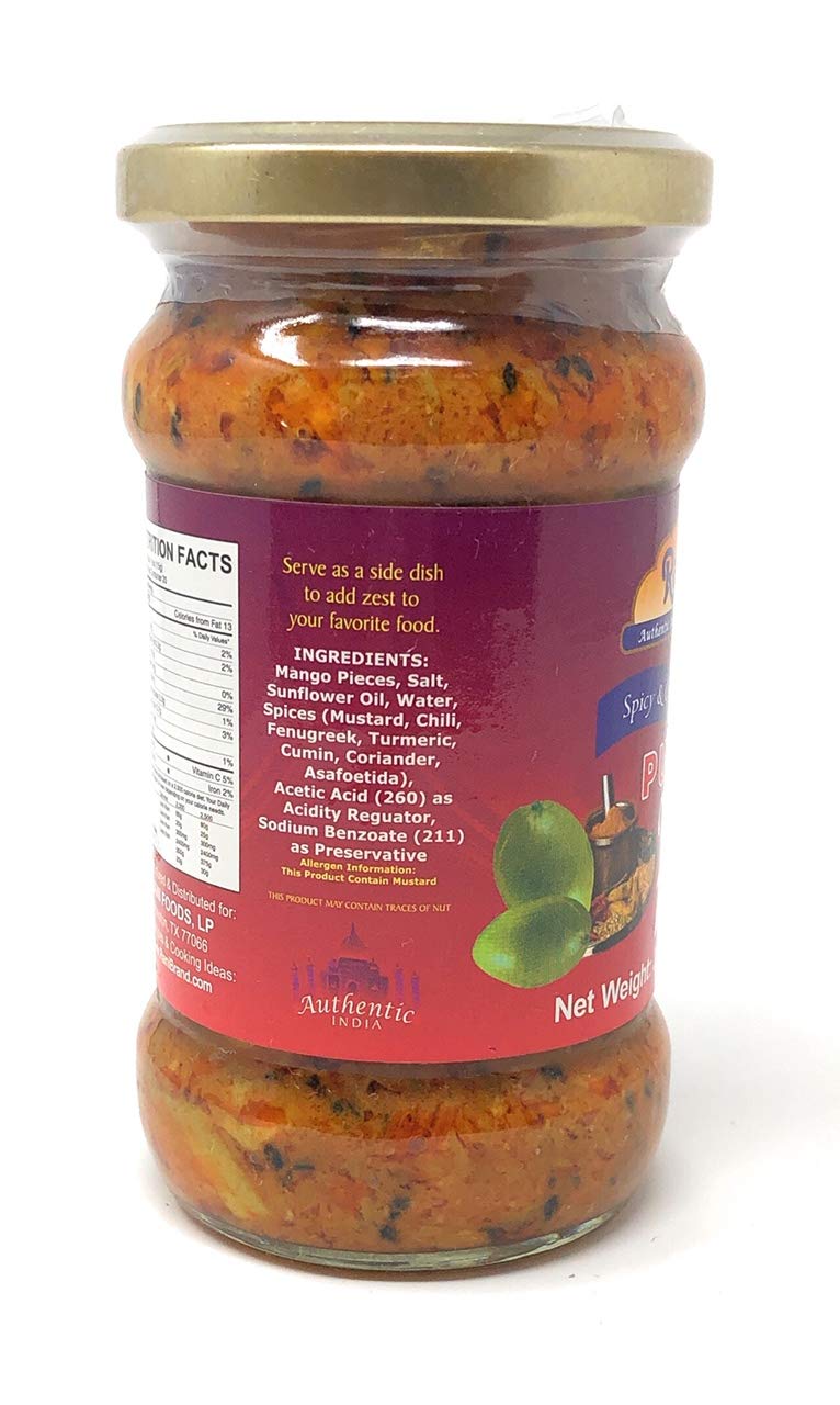 Rani Punjabi Mango Pickle Mild (Achar, Indian Relish) 10.5oz (300g) Glass Jar ~ Vegan | Gluten Free | NON-GMO | Kosher | No Colors | Popular Indian Condiment, Indian Origin - Image 3