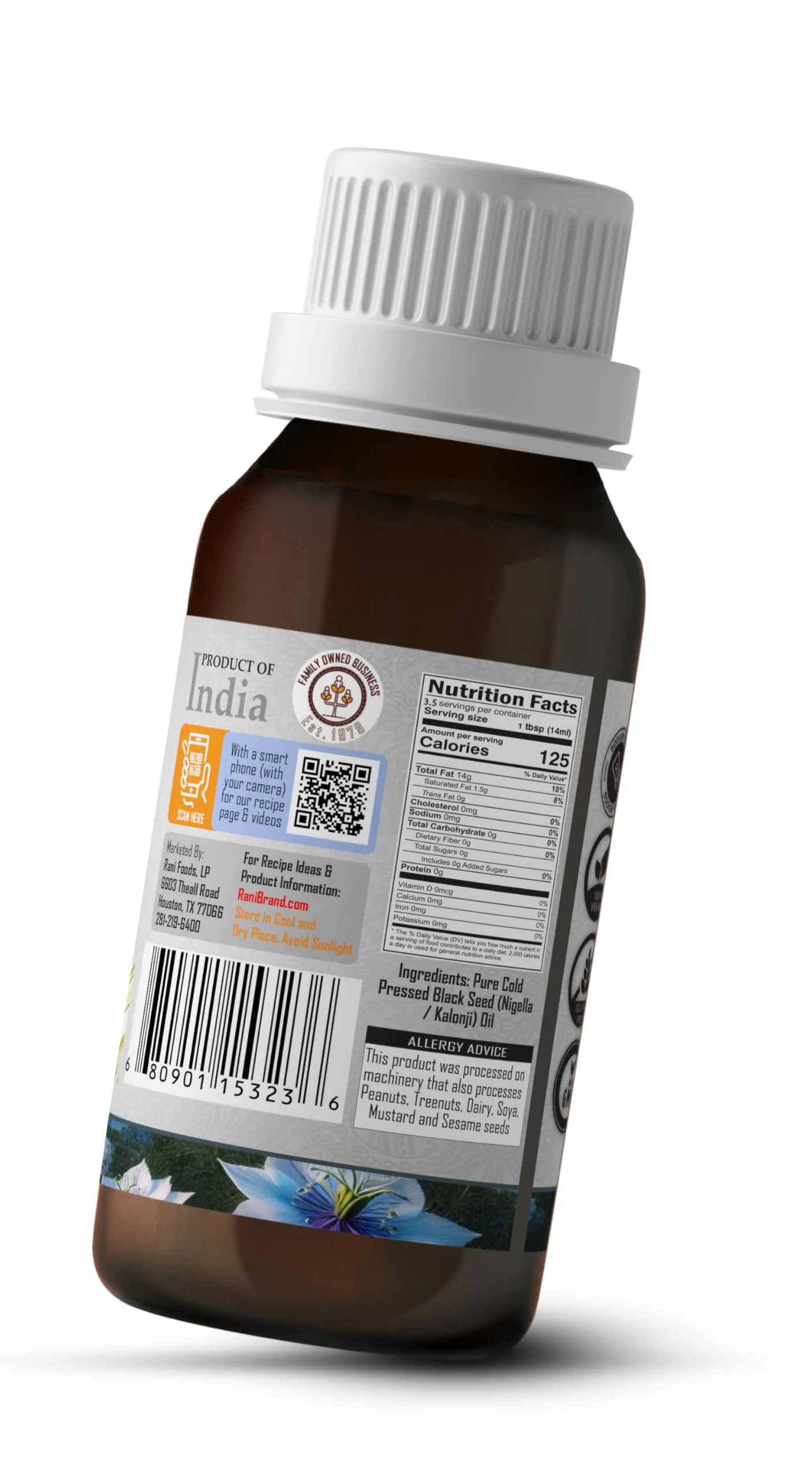 Rani Pure Black Seed (Nigella, Kalonji) Oil 1.69 Fl oz (50ml) Cold Pressed ~ 100% Cholesterol Free | All Natural | Gluten Free | NON-GMO | Kosher | Vegan | Indian Origin - Image 8