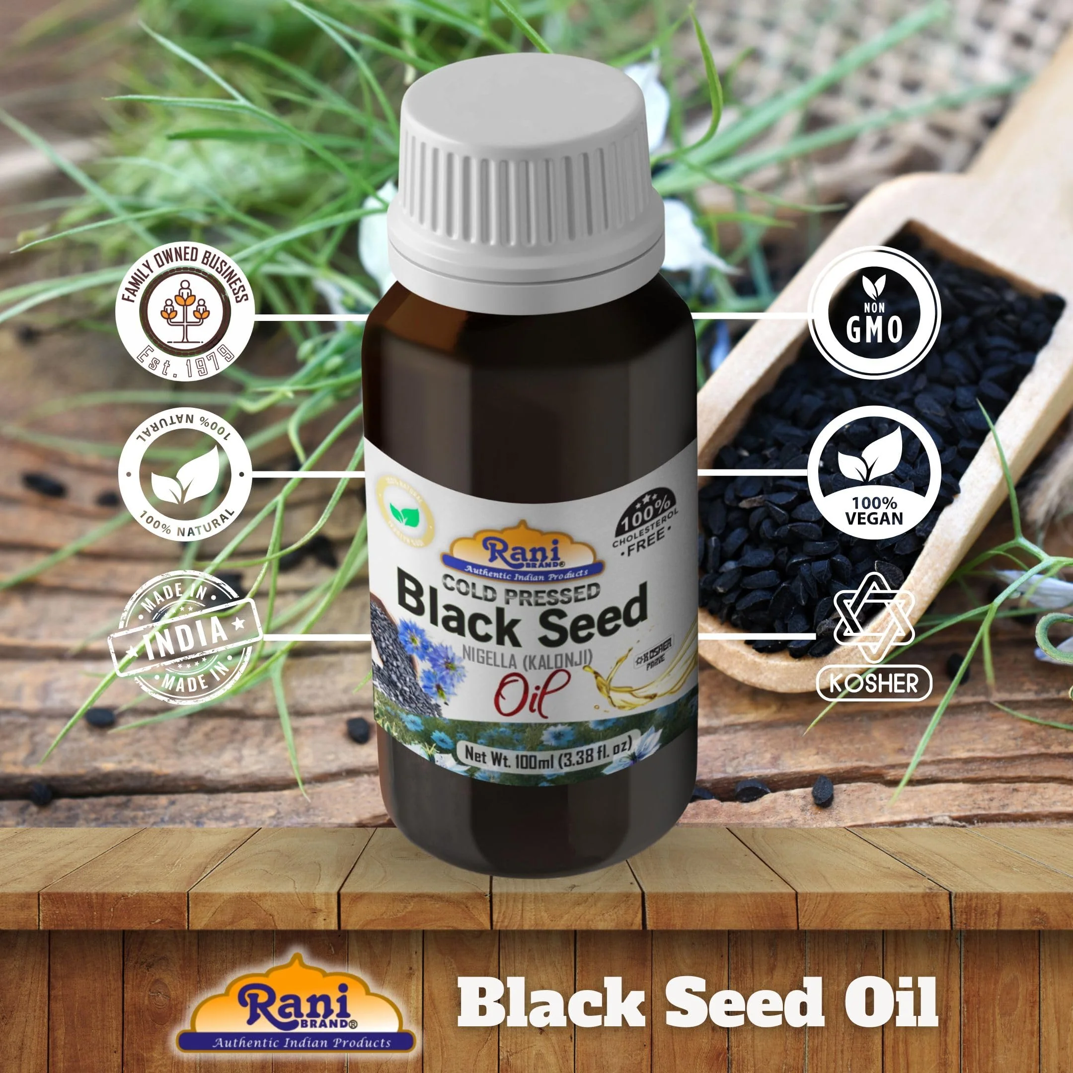 Rani Pure Black Seed (Nigella, Kalonji) Oil 3.38 Fl oz (100ml) Cold Pressed ~ 100% Cholesterol Free | All Natural | Gluten Free | NON-GMO | Kosher | Vegan | Indian Origin - Image 4