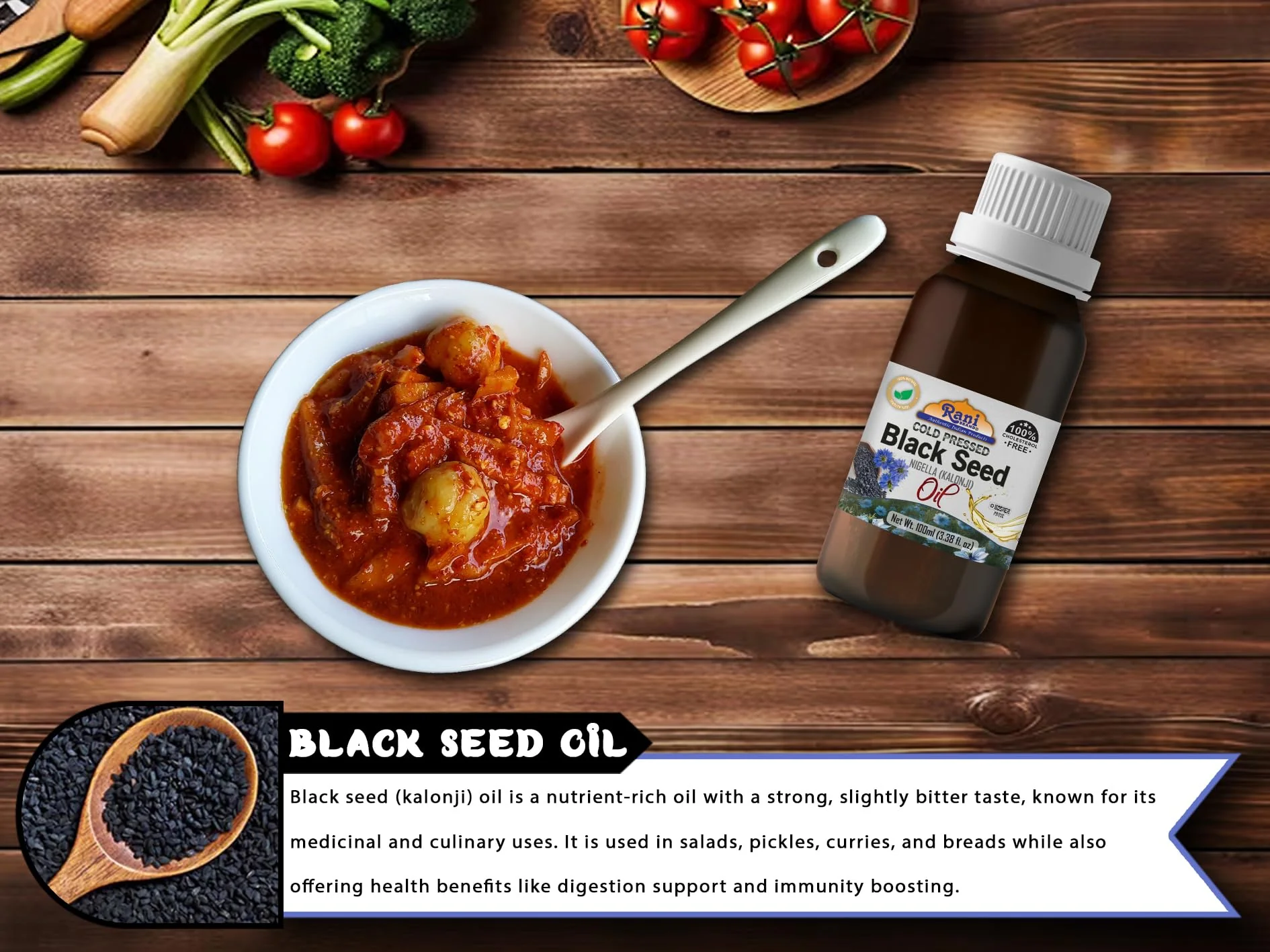 Rani Pure Black Seed (Nigella, Kalonji) Oil 3.38 Fl oz (100ml) Cold Pressed ~ 100% Cholesterol Free | All Natural | Gluten Free | NON-GMO | Kosher | Vegan | Indian Origin - Image 6