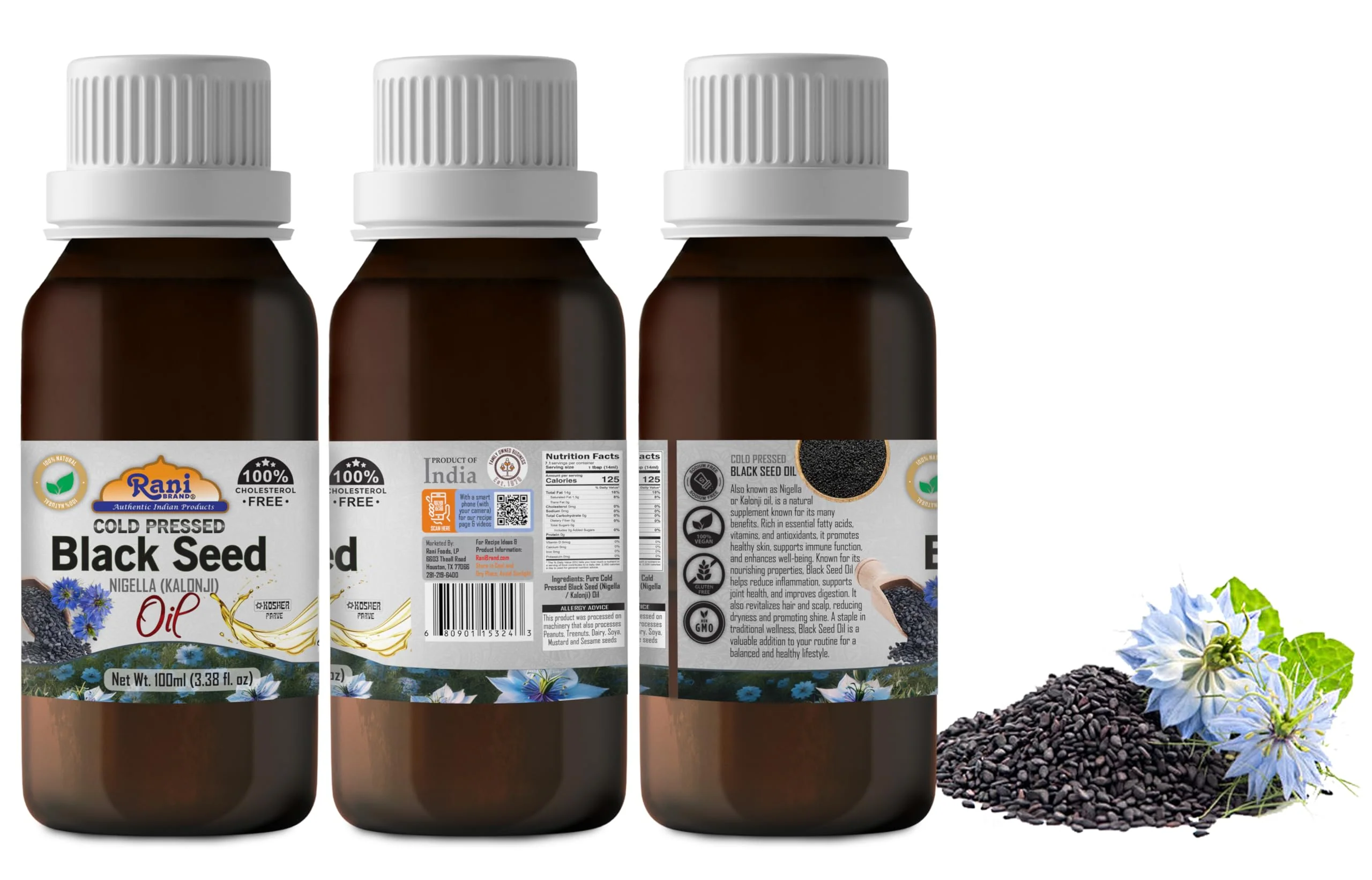 Rani Pure Black Seed (Nigella, Kalonji) Oil 3.38 Fl oz (100ml) Cold Pressed ~ 100% Cholesterol Free | All Natural | Gluten Free | NON-GMO | Kosher | Vegan | Indian Origin - Image 7