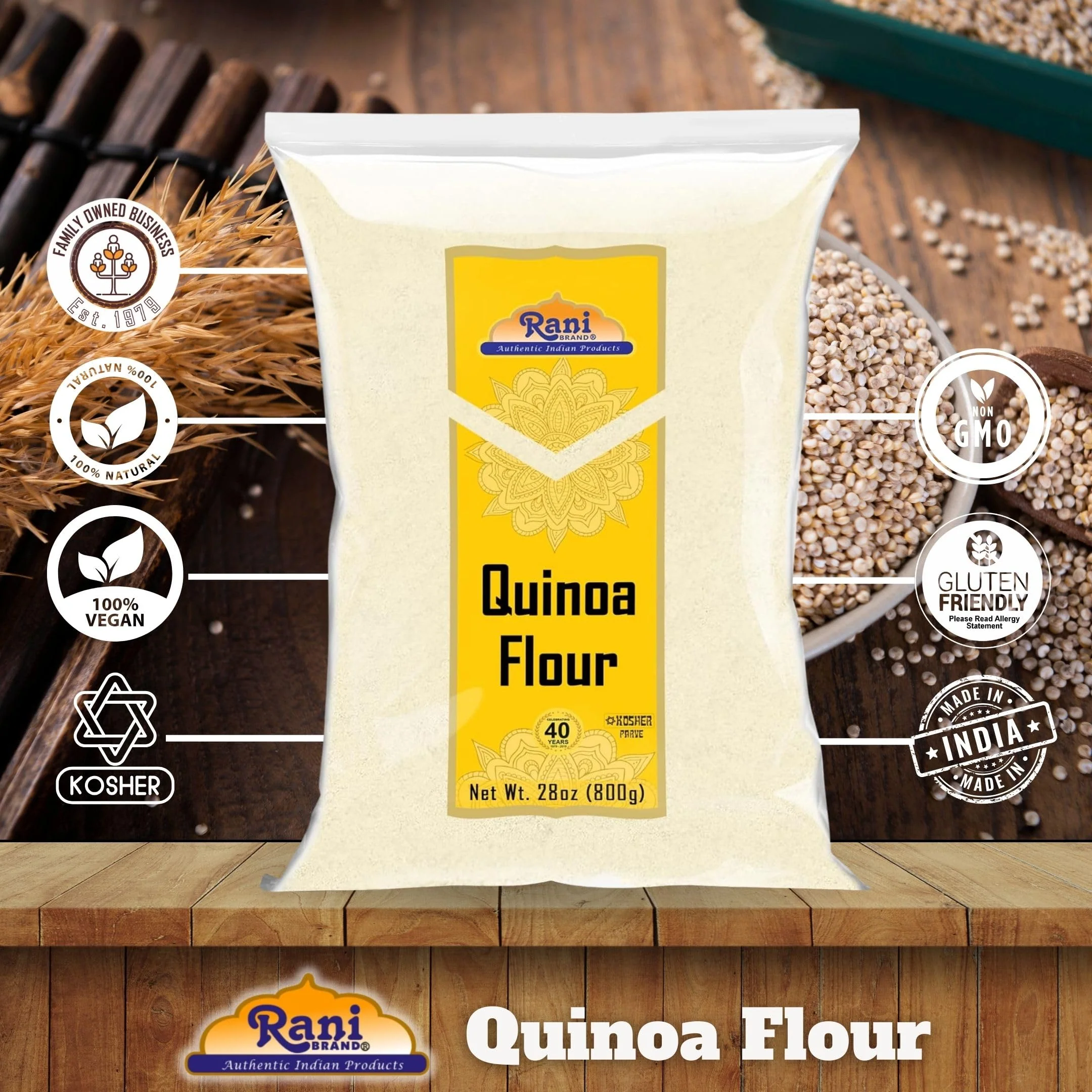 Rani Quinoa Flour 28oz (1.75lbs) 800g ~ All Natural | Vegan | Gluten Friendly | NON-GMO | Kosher | Indian Origin - Image 4