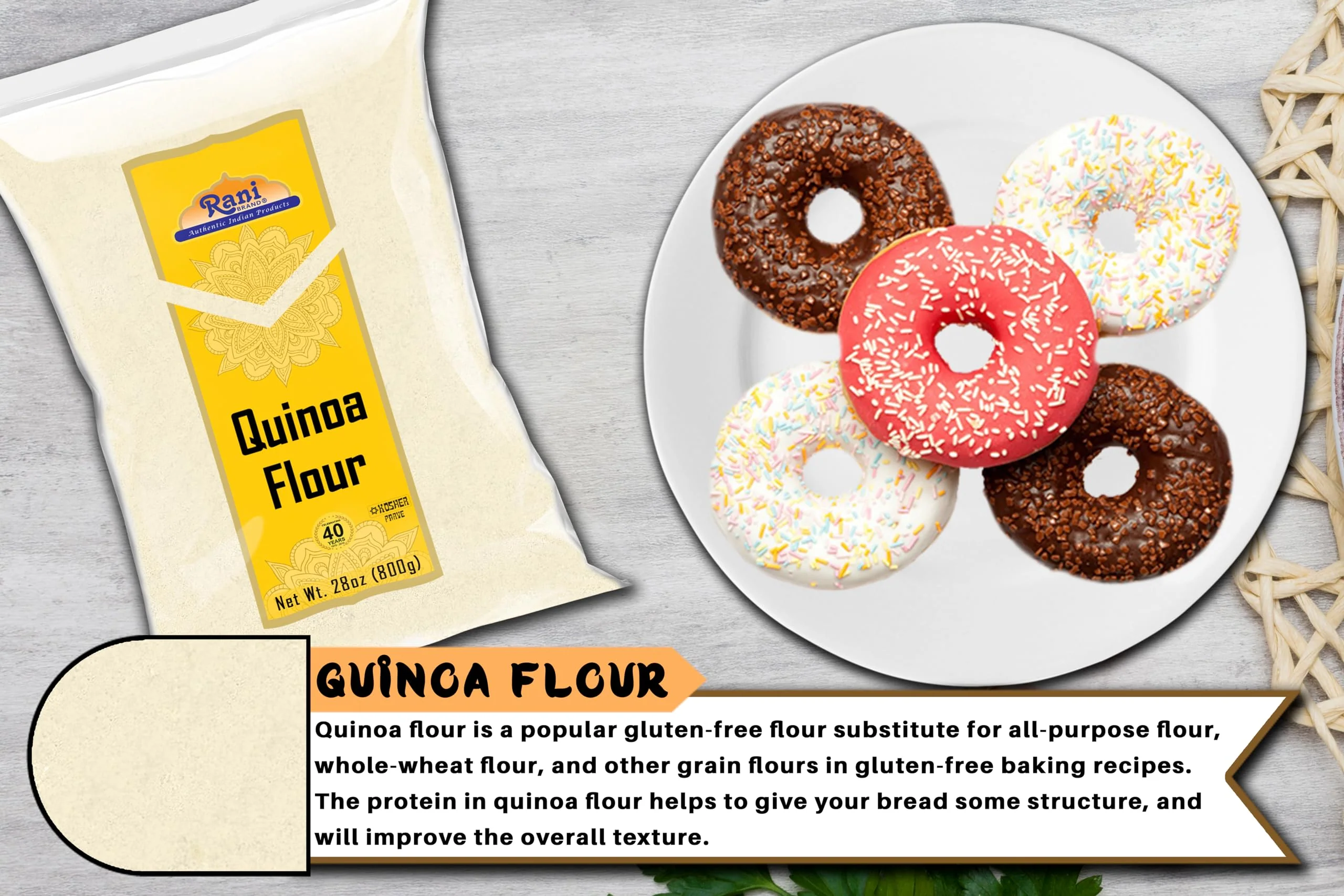 Rani Quinoa Flour 28oz (1.75lbs) 800g ~ All Natural | Vegan | Gluten Friendly | NON-GMO | Kosher | Indian Origin - Image 6