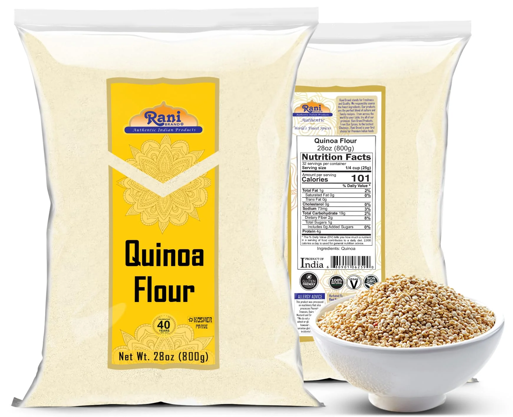 Rani Quinoa Flour 28oz (1.75lbs) 800g ~ All Natural | Vegan | Gluten Friendly | NON-GMO | Kosher | Indian Origin - Image 7