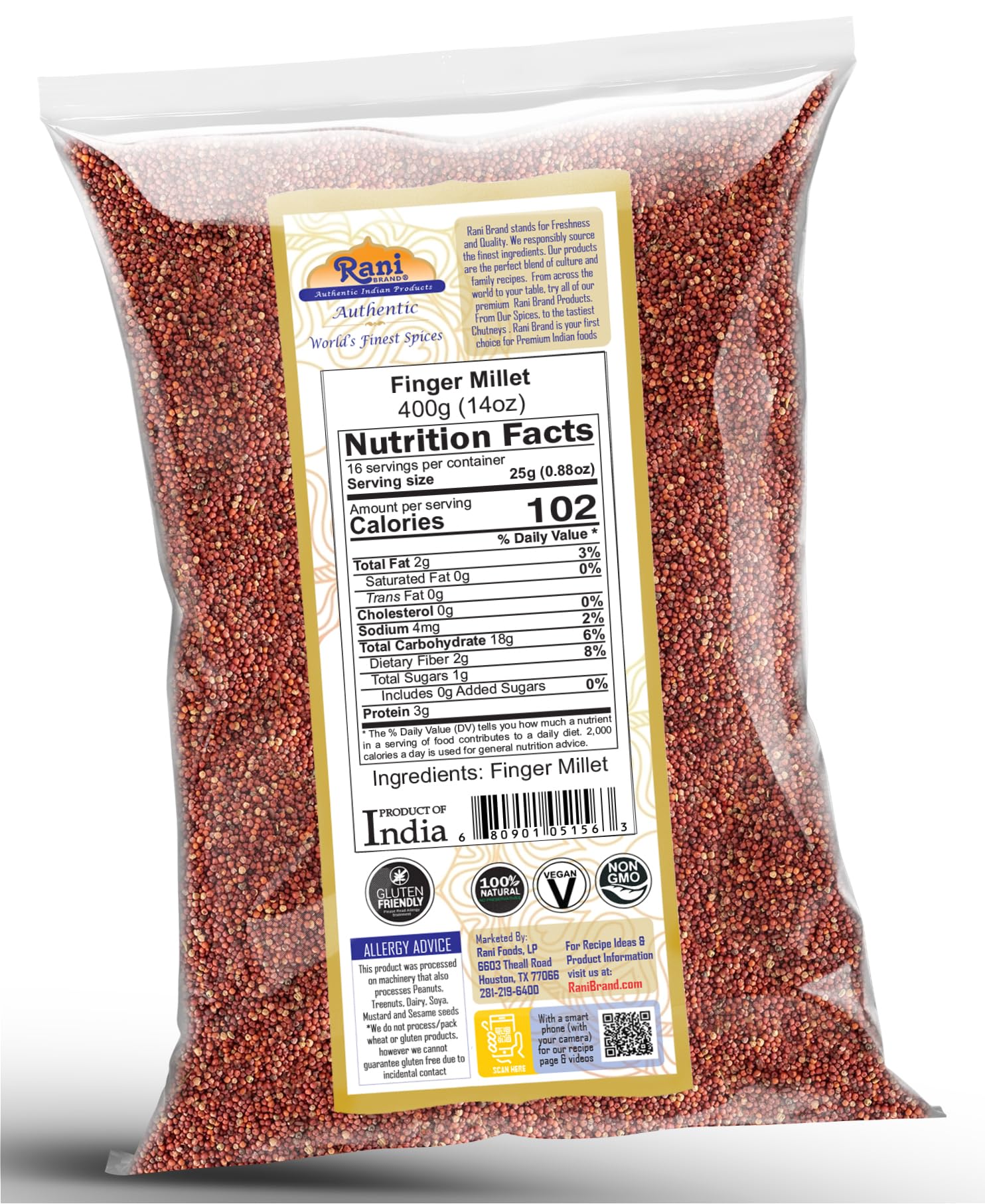 Rani Ragi Finger Millet (Eleusine Coracana) Whole Ancient Grain Seeds 14oz (400g) ~ All Natural | Gluten Friendly | NON-GMO | Kosher | Vegan | Indian Origin - Image 6
