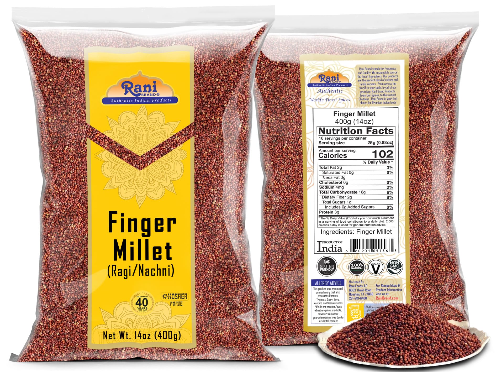 Rani Ragi Finger Millet (Eleusine Coracana) Whole Ancient Grain Seeds 14oz (400g) ~ All Natural | Gluten Friendly | NON-GMO | Kosher | Vegan | Indian Origin - Image 8