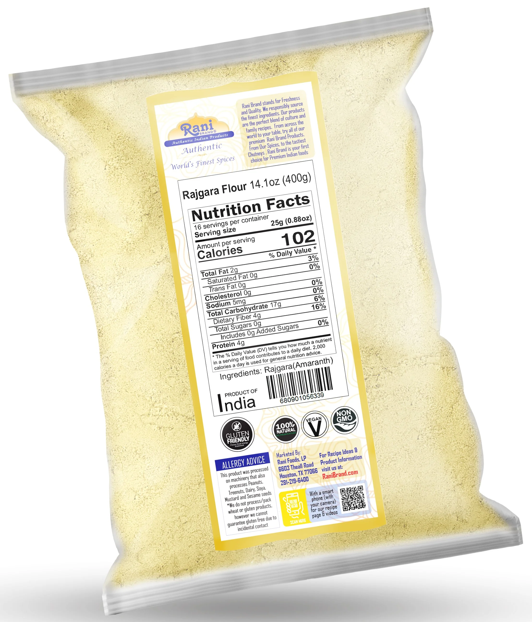 Rani Rajgara Flour (Amaranth flour) 14oz (400g) ~ All Natural | Vegan | Gluten Friendly | NON-GMO | Kosher | Indian Origin - Image 4