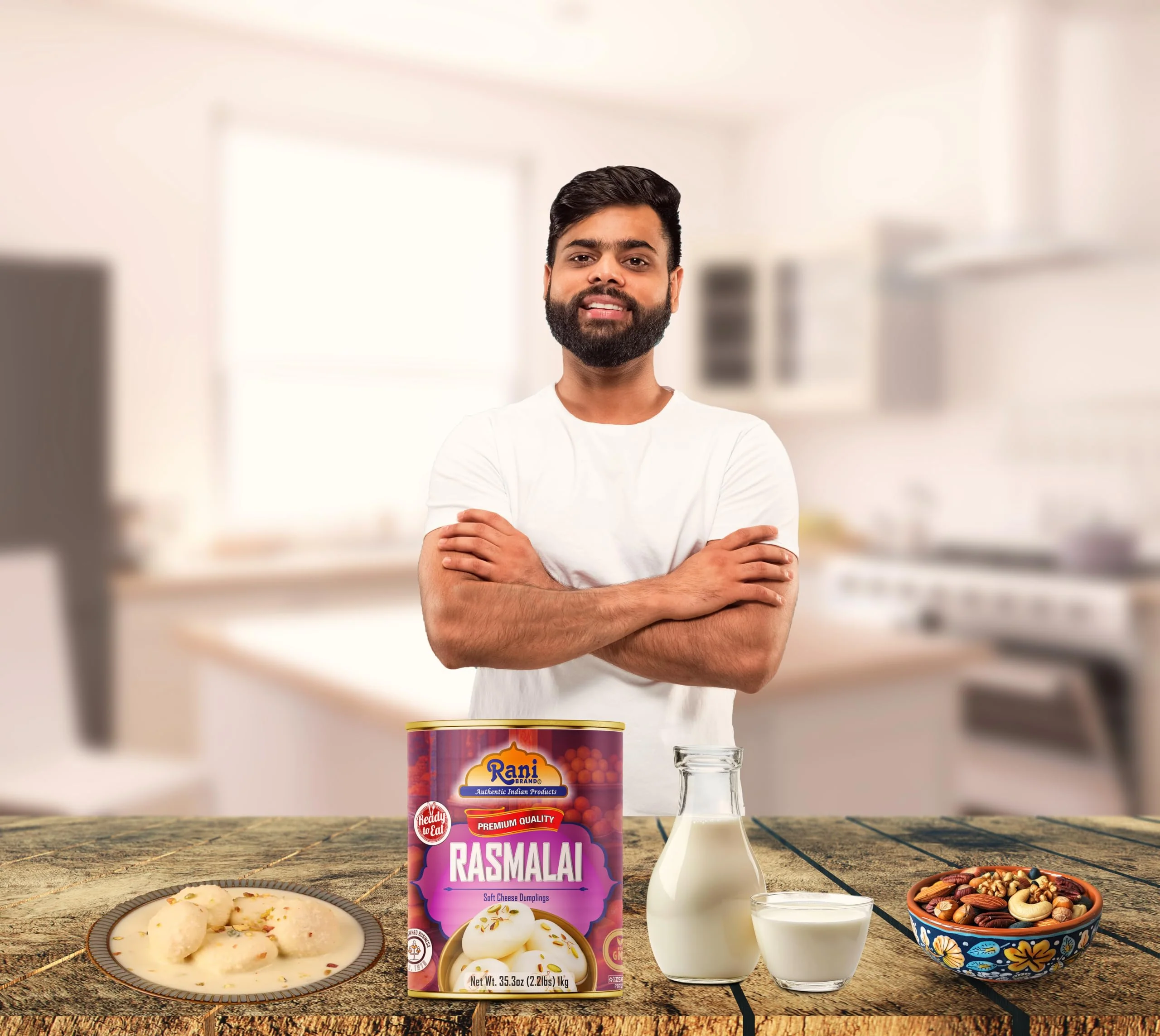 Rani Rasmalai (Soft Cheese Dumplings) 35.3oz (2.2lbs) 1kg, Approximately 14 pieces, Easy Open Lid ~ Ready to eat | Gluten Friendly | Vegan | Non-GMO | Kosher | Indian Origin - Image 5