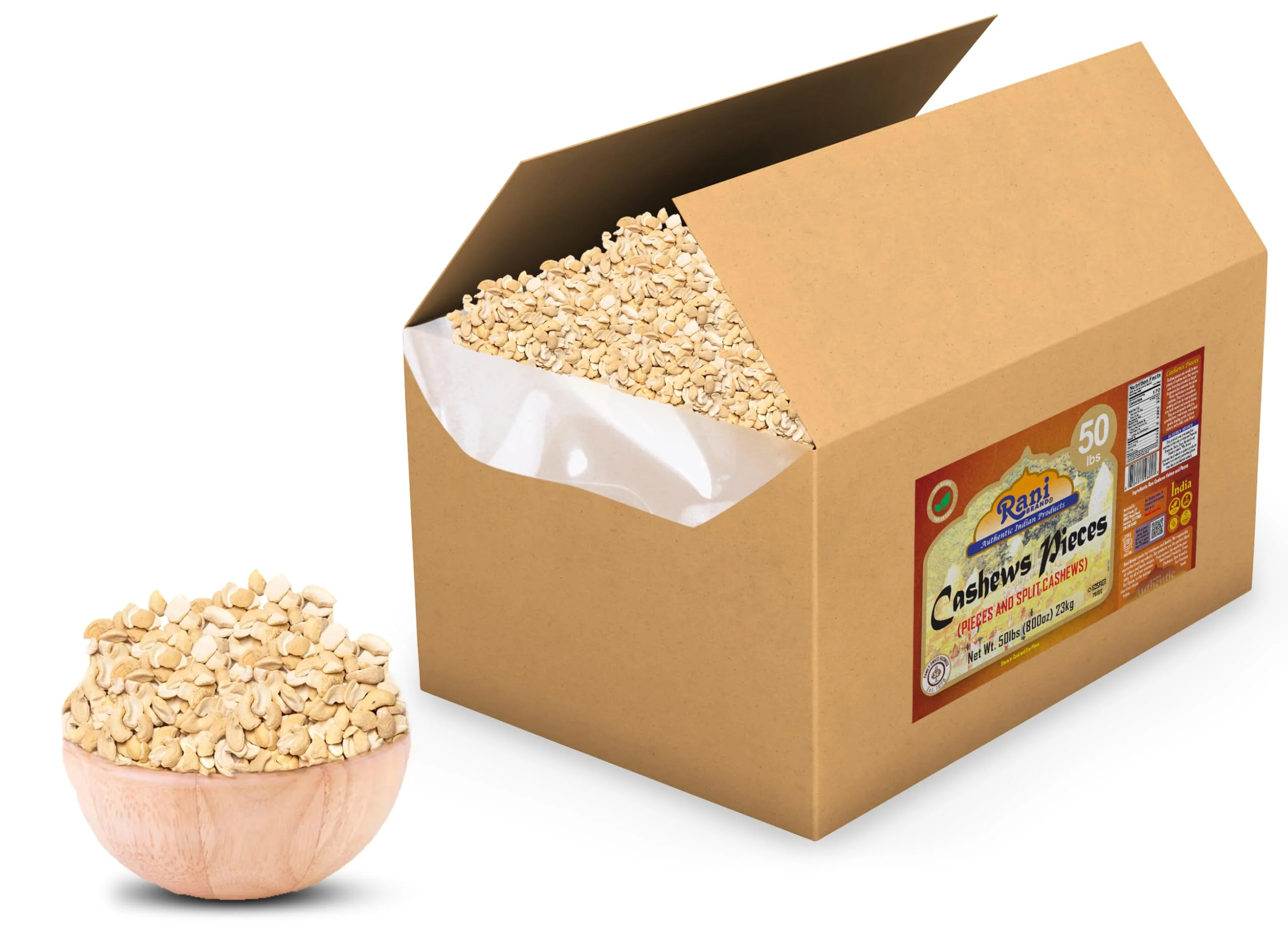 Rani Raw Cashews Halves and Pieces (uncooked, unsalted) 800oz (50lbs) 23kg Vacuum Packed, Bulk Box ~ All Natural, No Preservatives | Vegan | NON-GMO | Kosher | Gluten Friendly - Image 7