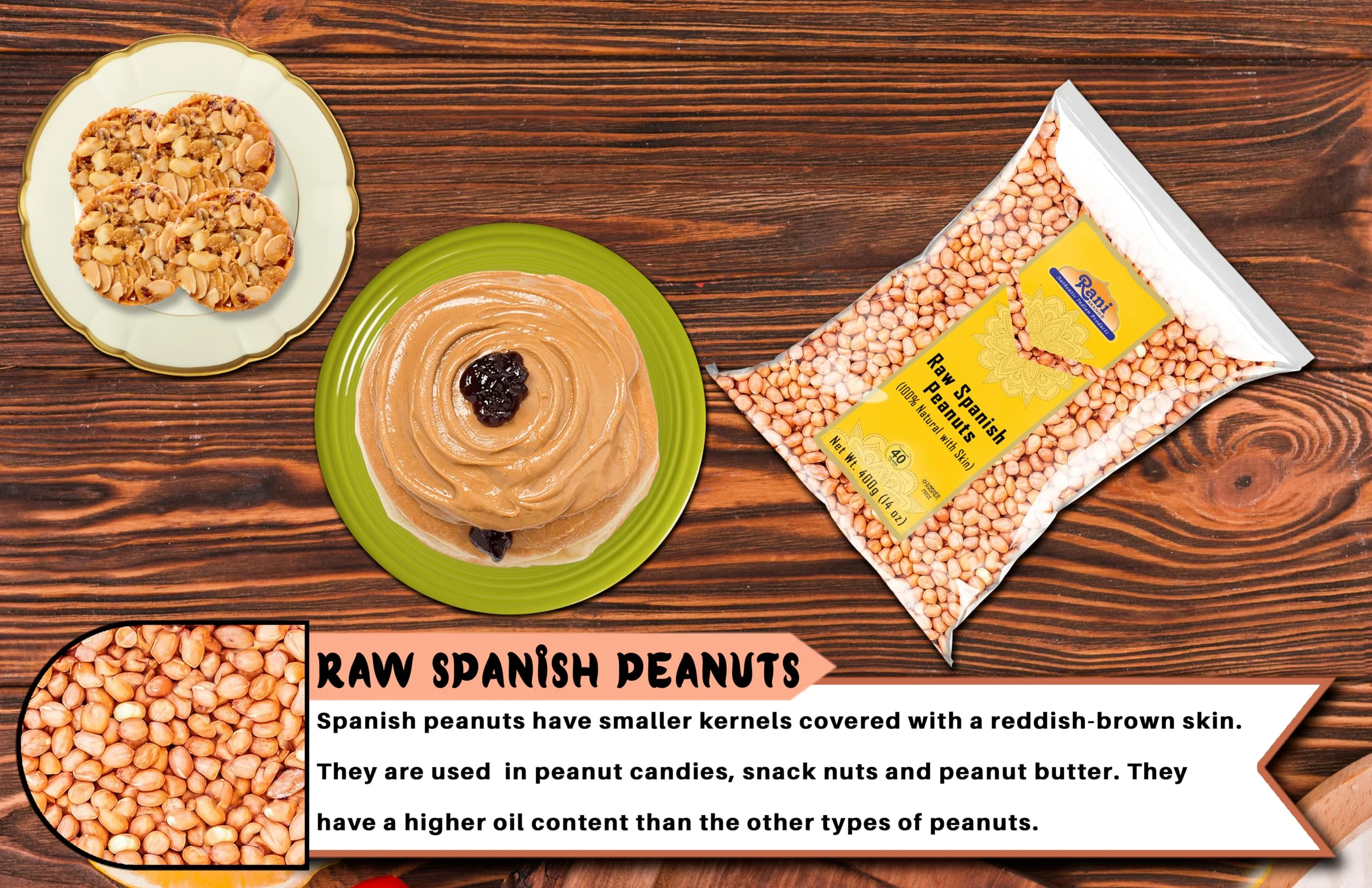 Rani Raw Spanish Peanuts 100% Natural with Skin (uncooked, unsalted) 14oz (400g) ~ Vegan | Gluten Friendly | Fresh Product of USA | Kosher | Red-brown Skin - Image 5