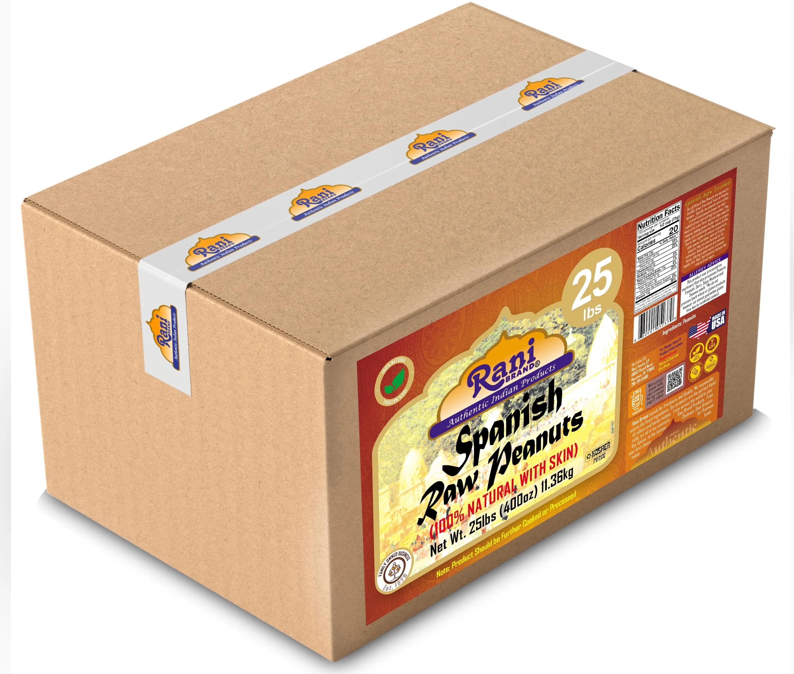 Rani Raw Spanish Peanuts 100% Natural with Skin (uncooked, unsalted) 25lbs (400oz) 11.36kg Bulk Box ~ Vegan | Gluten Friendly | Fresh Product of USA | Kosher | Red-brown Skin - Image 7