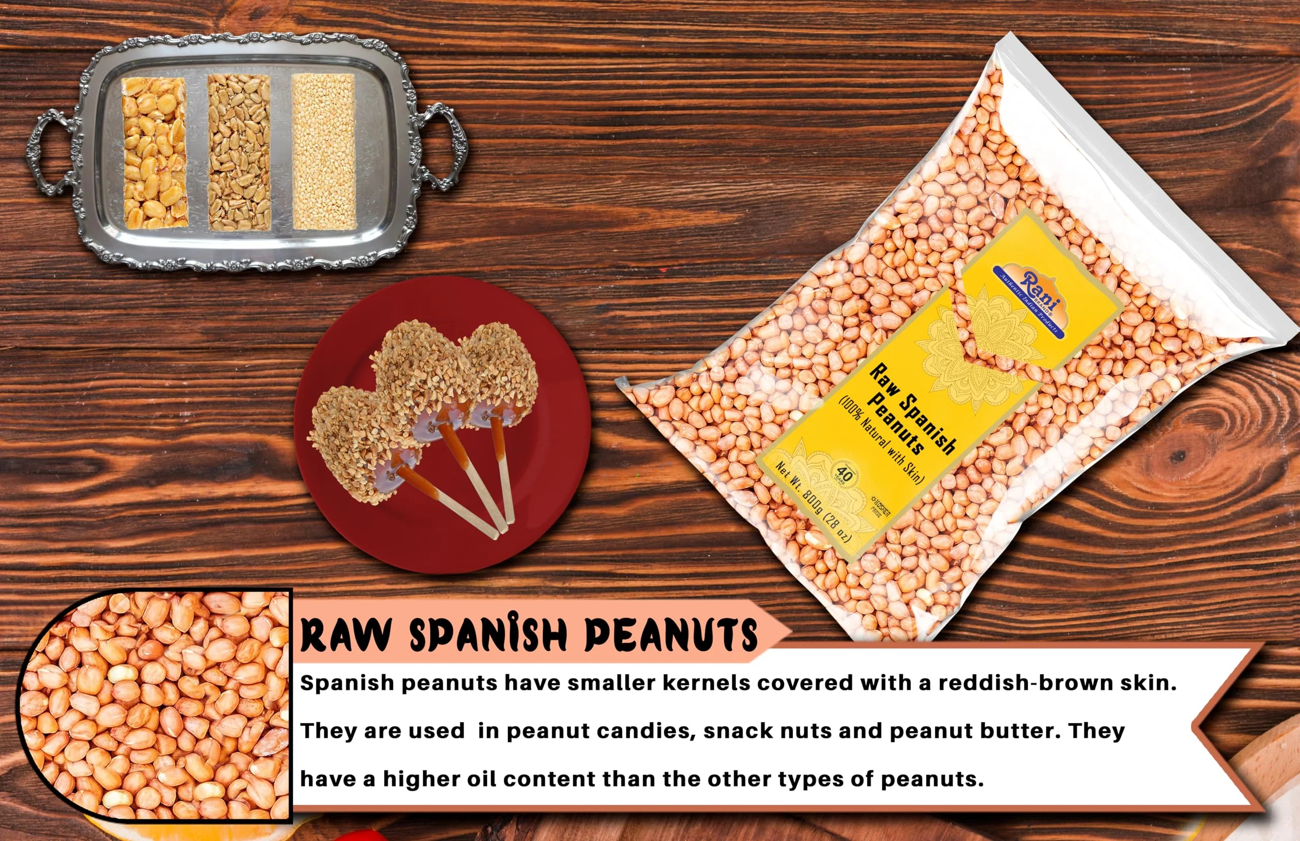 Rani Raw Spanish Peanuts 100% Natural with Skin (uncooked, unsalted) 28oz (1.75lbs) 800g ~ Vegan | Gluten Friendly | Fresh Product of USA | Kosher | Red-brown Skin - Image 6