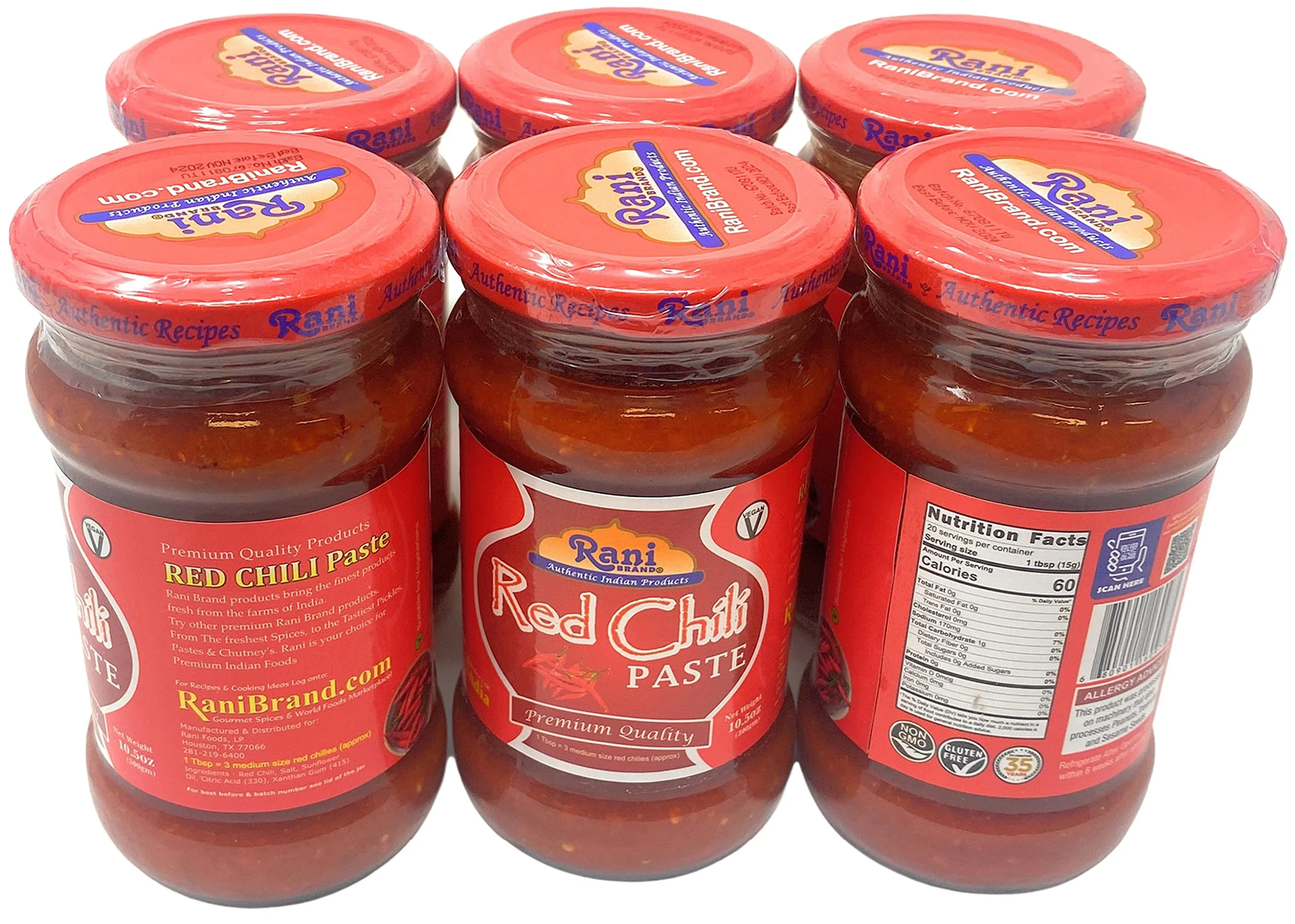 Rani Red Chilli Cooking Paste 10.58oz (300g) Glass Jar, Pack of 5+1 FREE ~ Vegan | Gluten Free | NON-GMO | No Colors | Indian Origin - Image 3