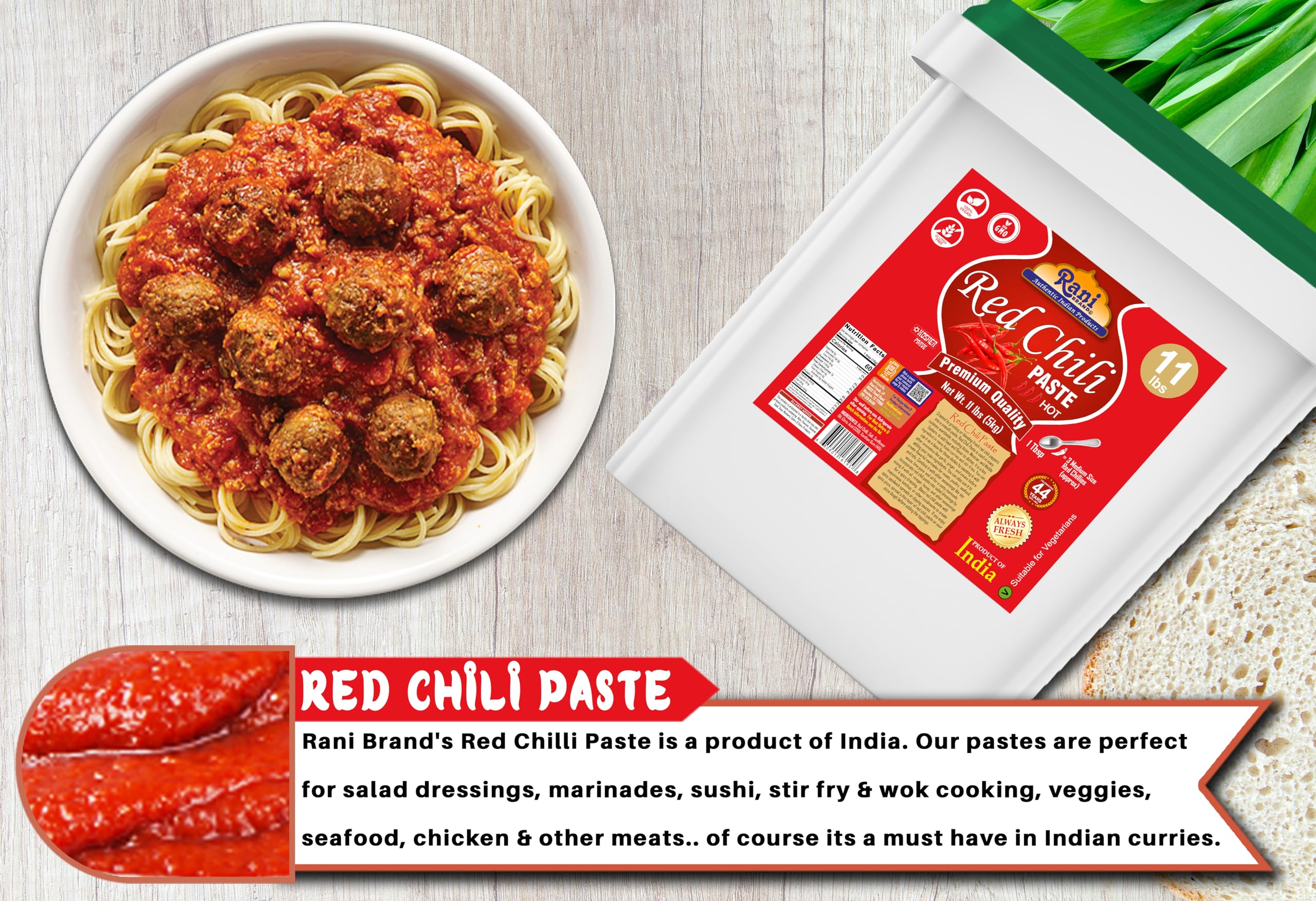 Rani Red Chilli Cooking Paste 176oz (11lbs) 5kg Bulk ~ Vegan | Gluten Free | NON-GMO | Kosher | No Colors | Indian Origin - Image 3