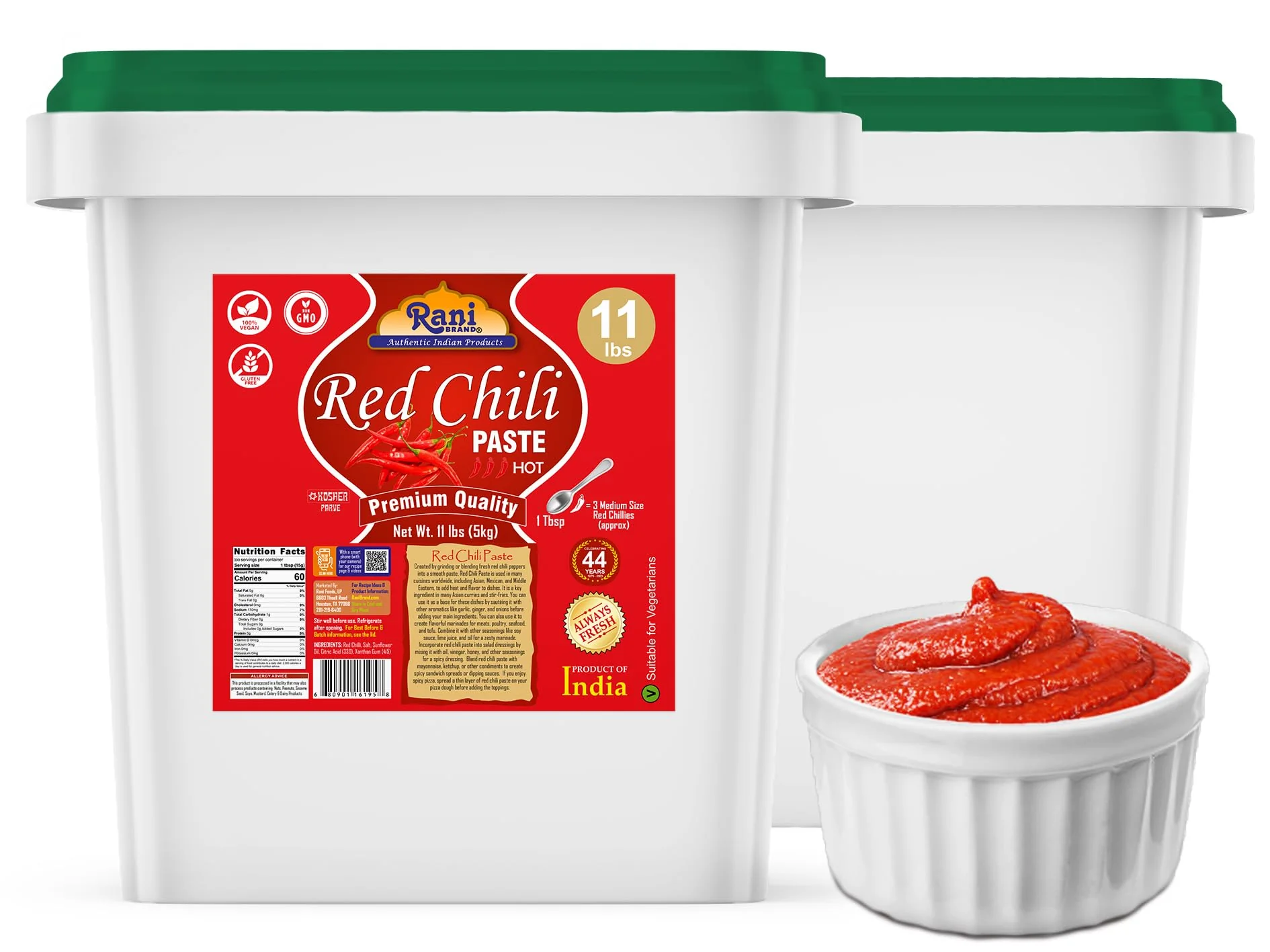 Rani Red Chilli Cooking Paste 176oz (11lbs) 5kg Bulk ~ Vegan | Gluten Free | NON-GMO | Kosher | No Colors | Indian Origin - Image 5