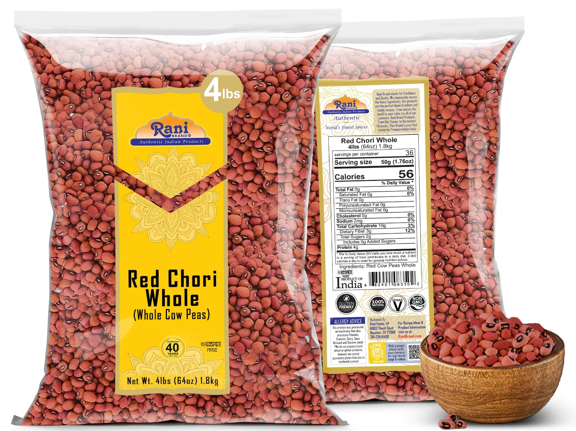 Rani Red Chori Whole (Adzuki Beans) 64oz (4lbs) 1.81kg Bulk ~ All Natural | Vegan | Gluten Friendly | NON-GMO | Kosher | India Origin - Image 6