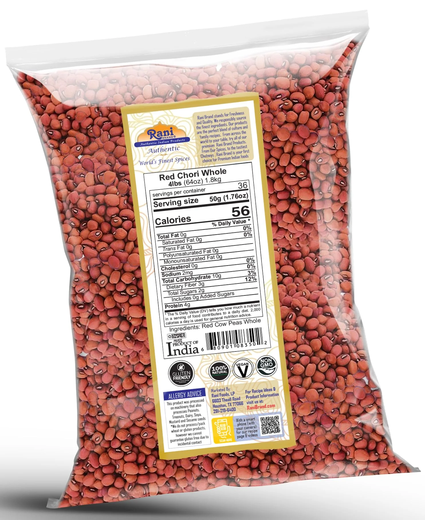 Rani Red Chori Whole (Adzuki Beans) 64oz (4lbs) 1.81kg Bulk ~ All Natural | Vegan | Gluten Friendly | NON-GMO | Kosher | India Origin - Image 7