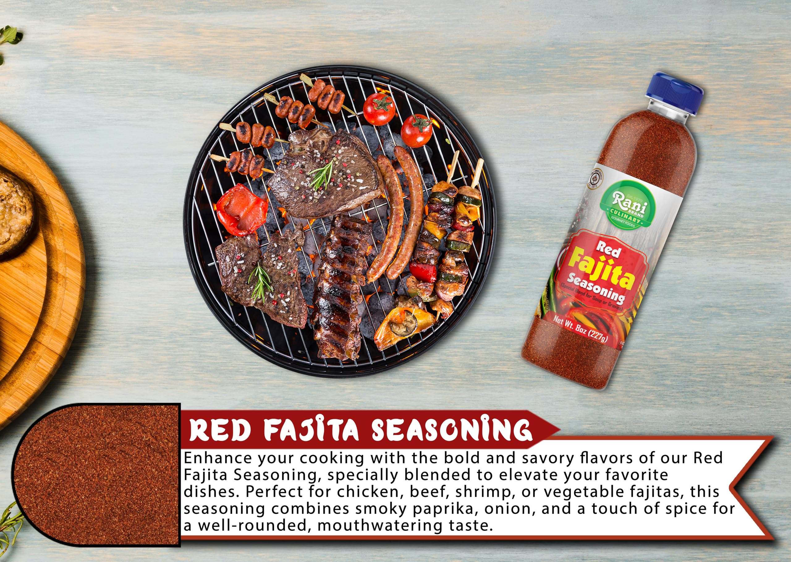 Rani Red Fajita Seasoning (Special Blend for Soup or Gravies) 8oz (227g) PET Jar ~ All Natural | Gluten Friendly | NON-GMO | Kosher | Vegan | Product of USA - Image 6