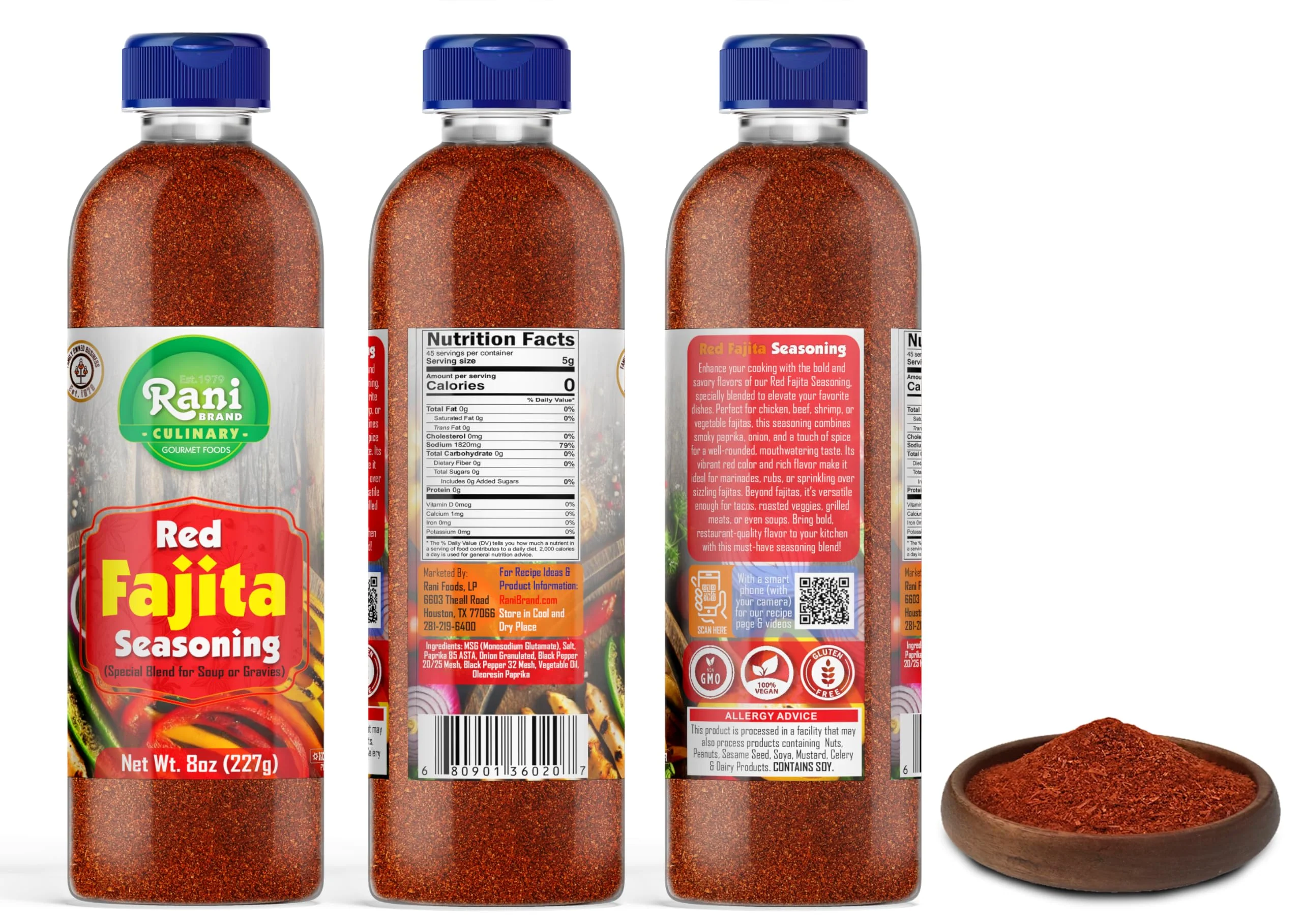 Rani Red Fajita Seasoning (Special Blend for Soup or Gravies) 8oz (227g) PET Jar ~ All Natural | Gluten Friendly | NON-GMO | Kosher | Vegan | Product of USA - Image 7