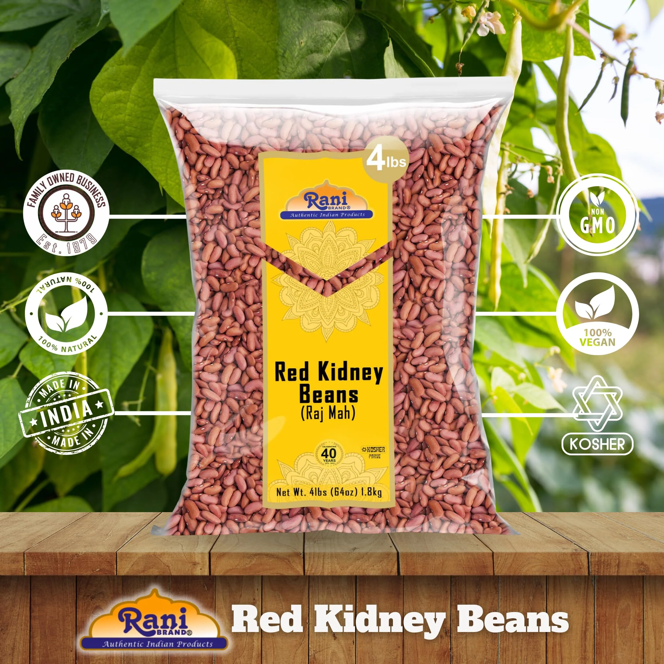 Rani Red Kidney Beans, Light 64oz (4lbs) 1.81kg Bulk ~ All Natural | Vegan | Gluten Friendly | NON-GMO | Kosher | Raj Mah - Image 4