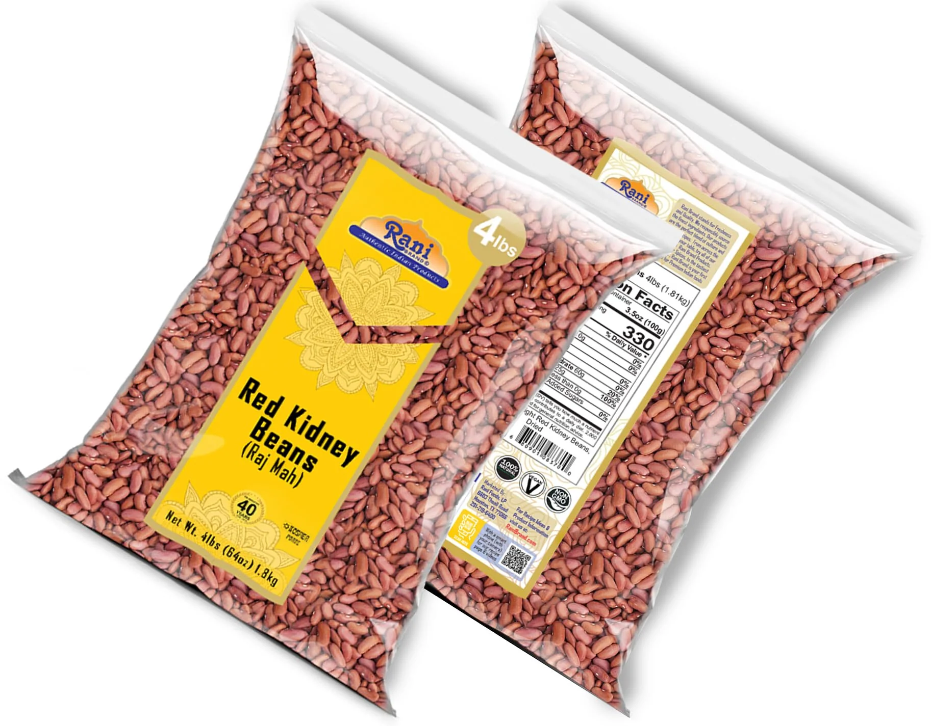Rani Red Kidney Beans, Light 64oz (4lbs) 1.81kg ~ Pack of 2 ~ 128oz (8lbs) 3.63kg Total ~ All Natural | Vegan | Gluten Friendly | NON-GMO | Kosher | Raj Mah - Image 8